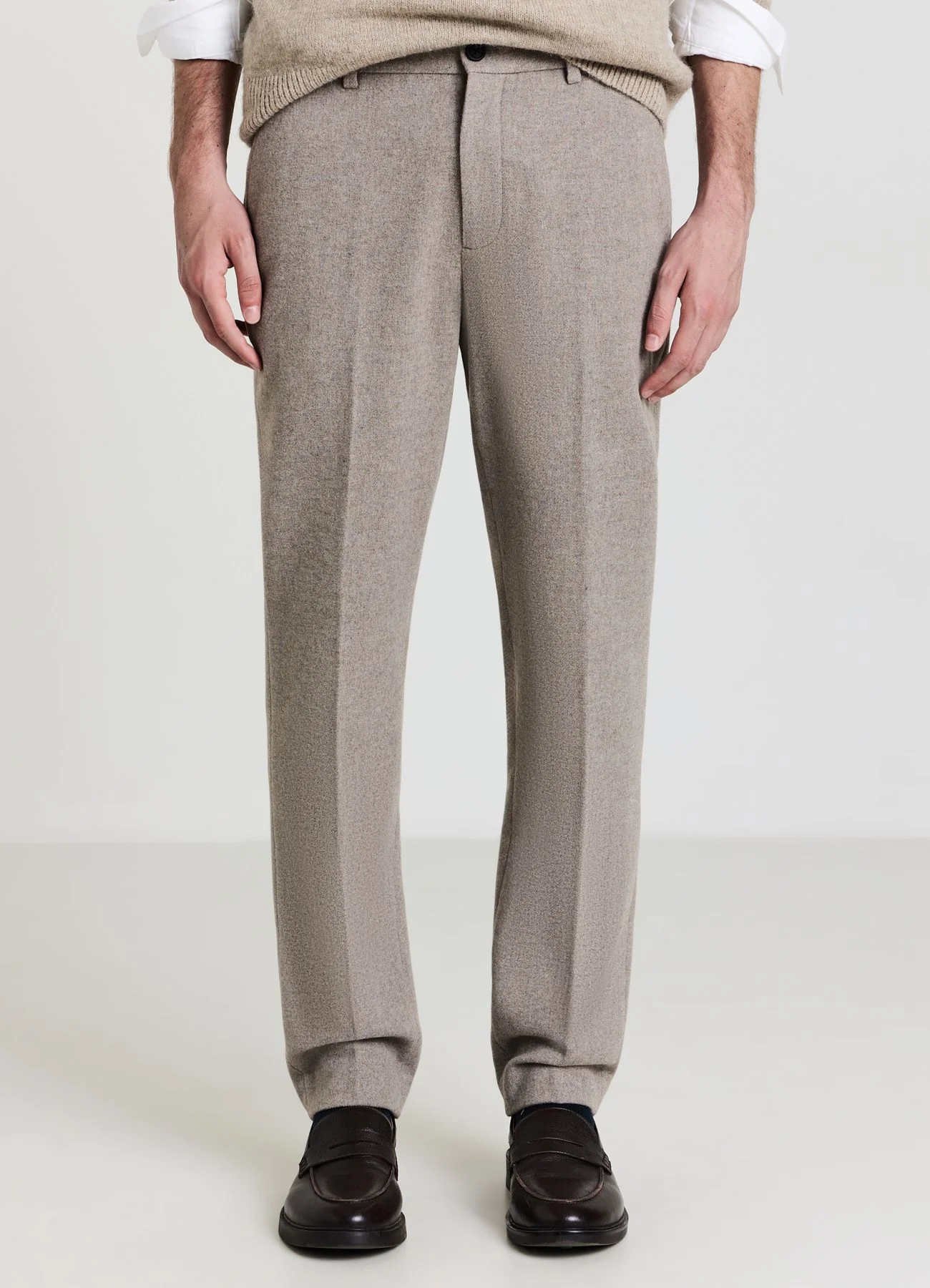 Pantaloni melange misto lana
