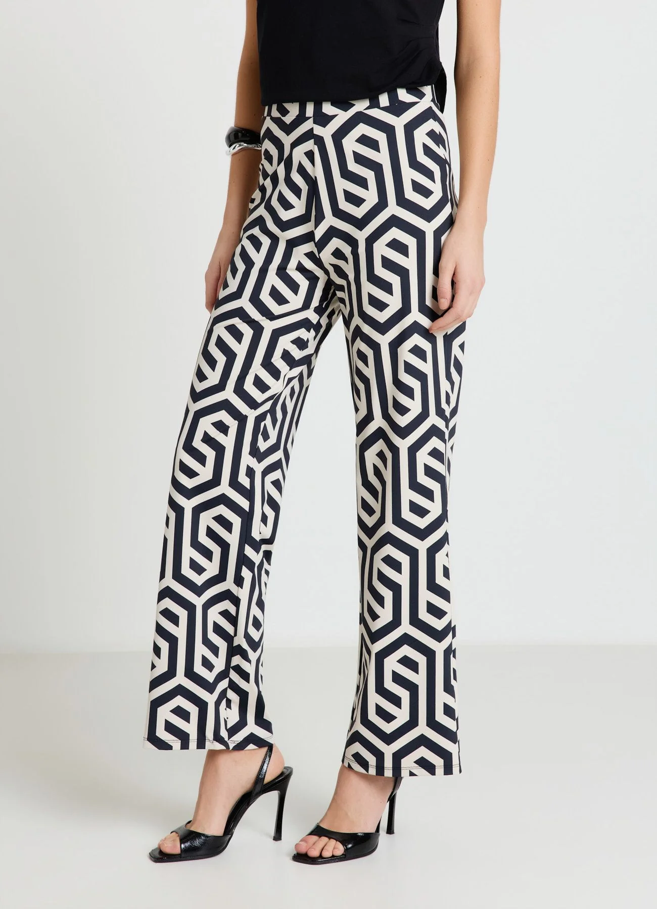 Pantaloni palazzo a fantasia geometrica - Image 2
