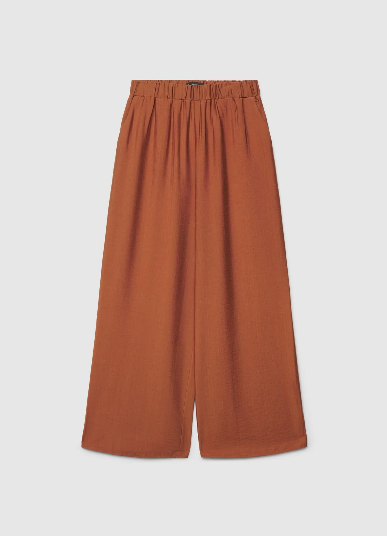 Pantaloni palazzo a tinta unita con elastico in vita - Image 4