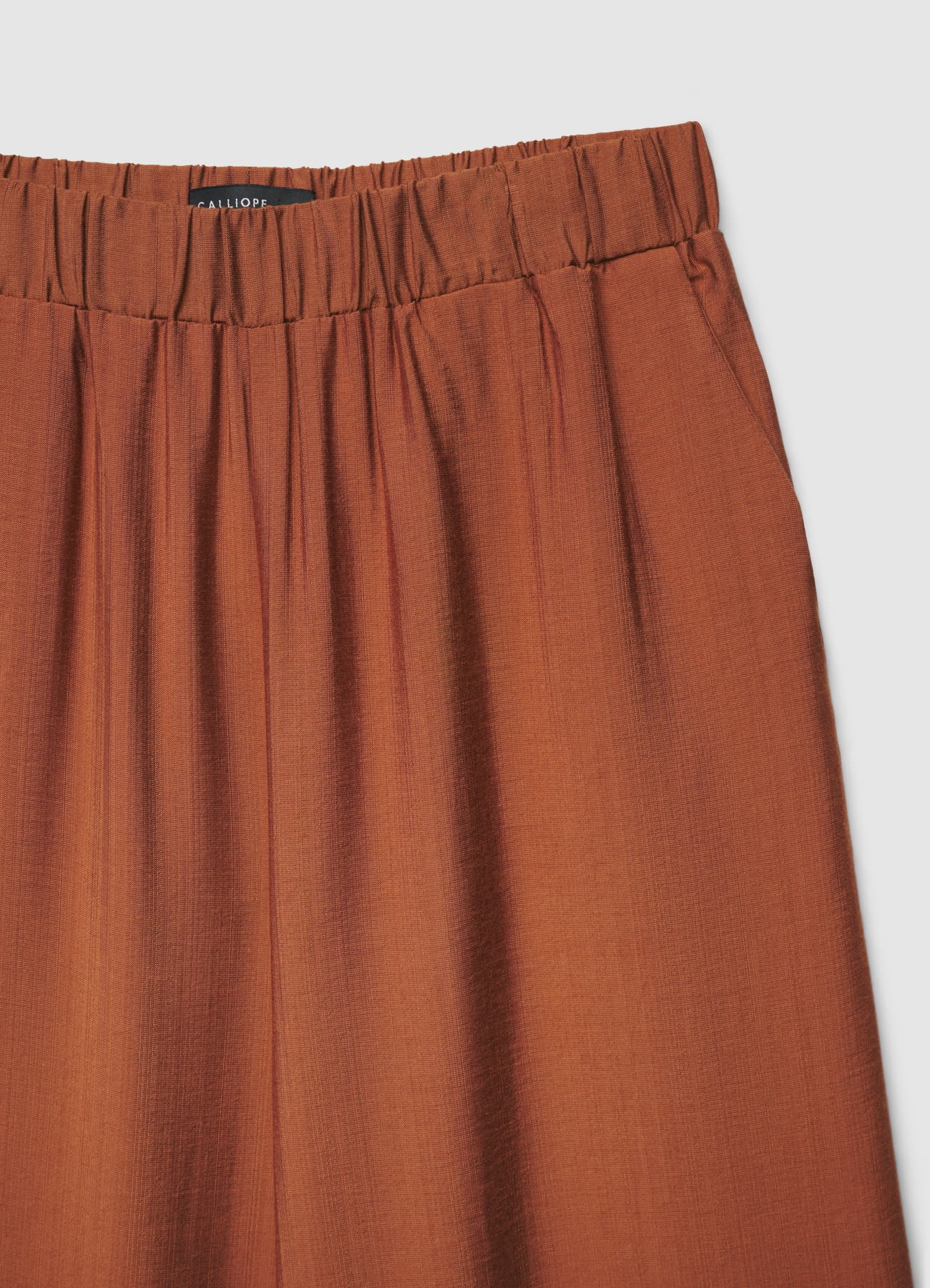 Pantaloni palazzo a tinta unita con elastico in vita - Image 5