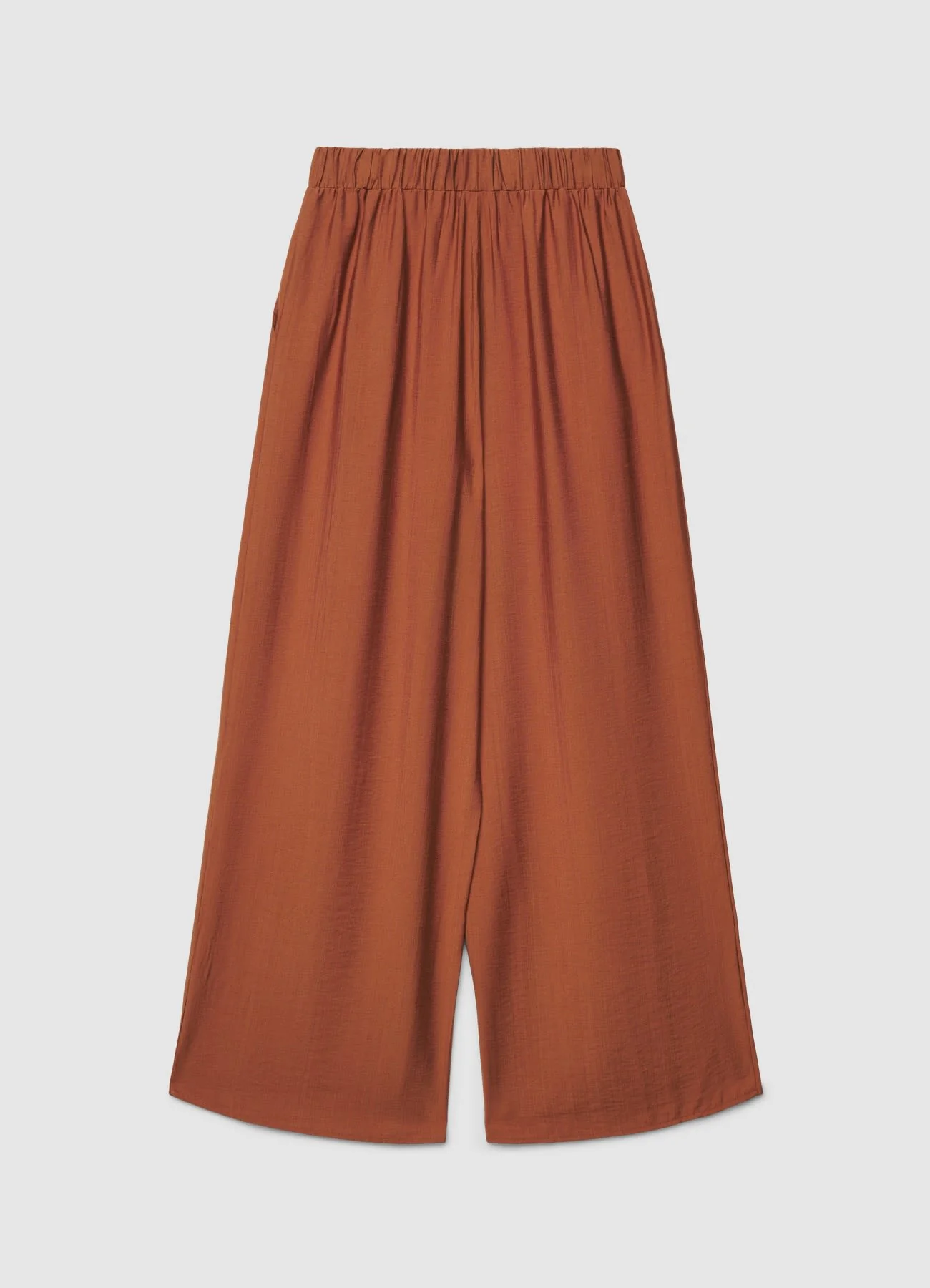 Pantaloni palazzo a tinta unita con elastico in vita - Image 6