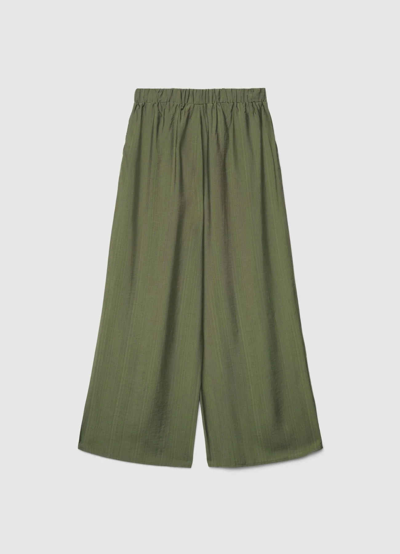 Pantaloni palazzo a tinta unita con elastico in vita - Image 4