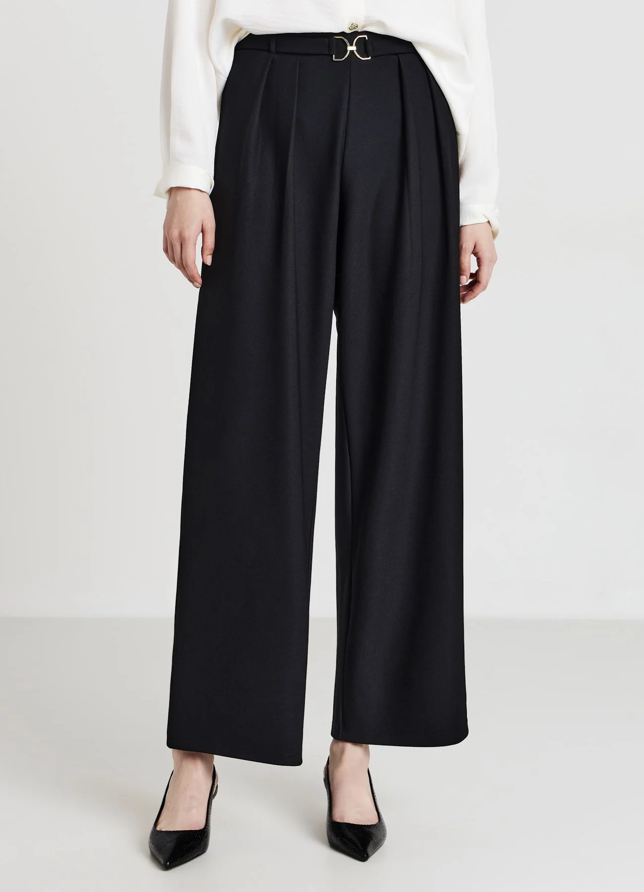 Pantaloni palazzo con cintura decorativa - Image 3