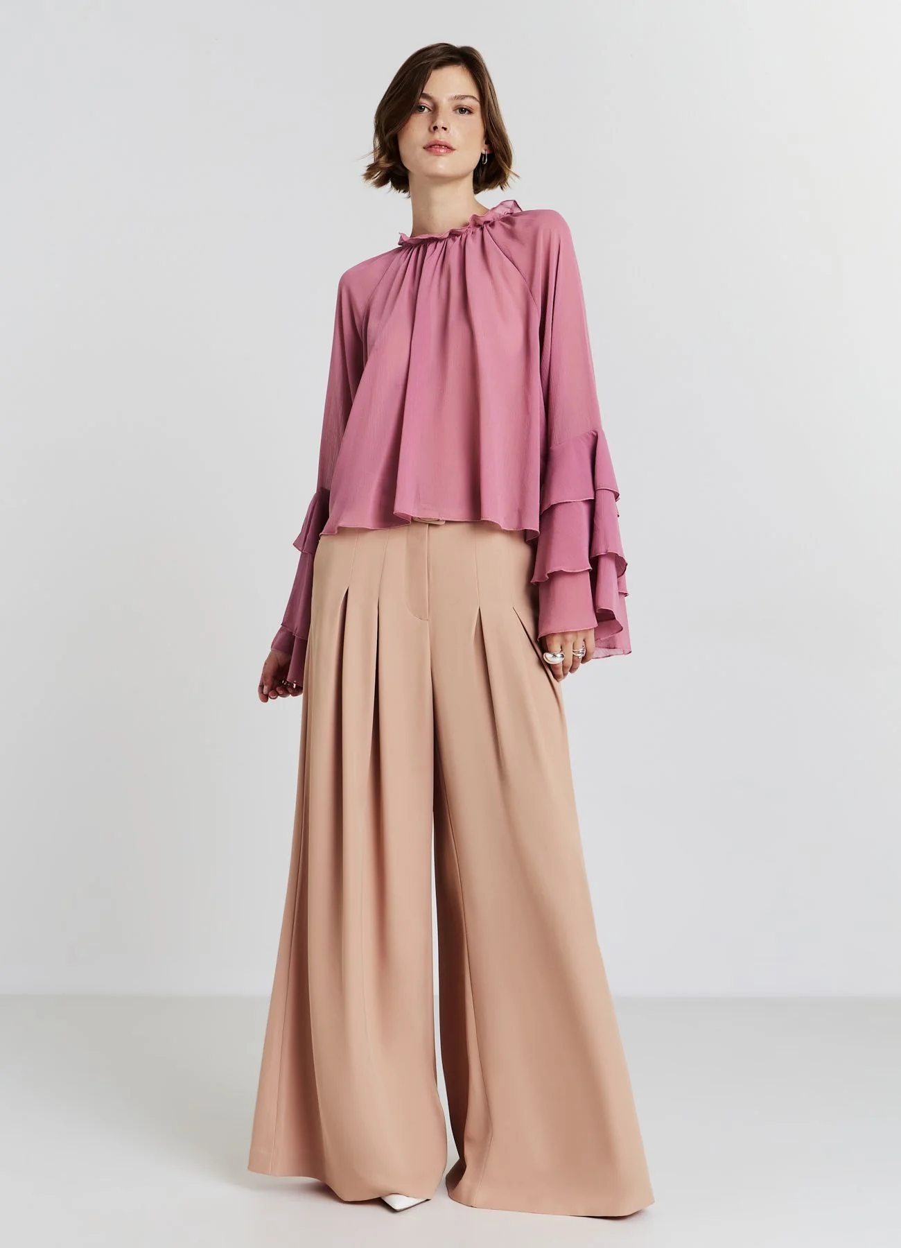 Pantaloni palazzo con cintura - Image 2