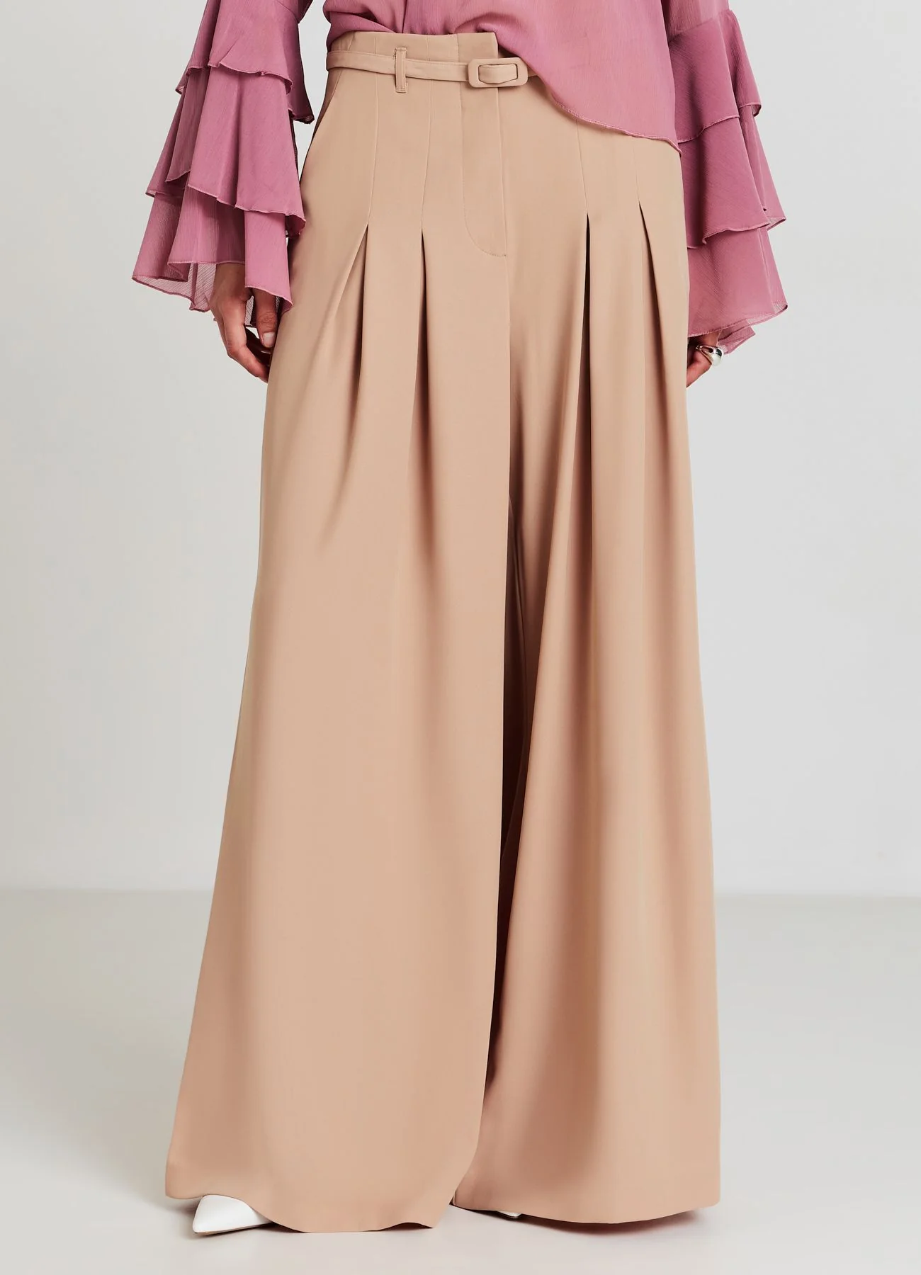 Pantaloni palazzo con cintura - Image 3