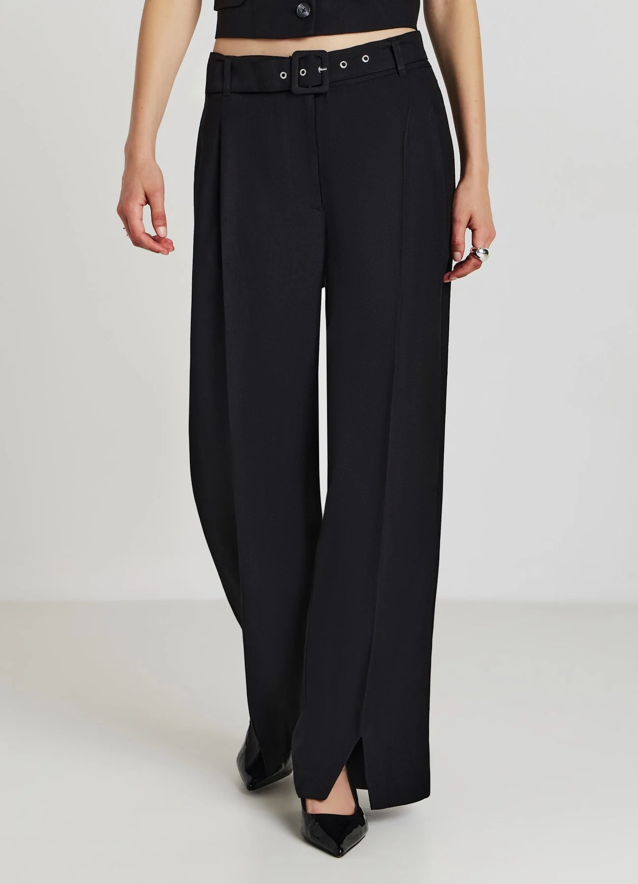 Pantaloni palazzo con cintura - Image 3