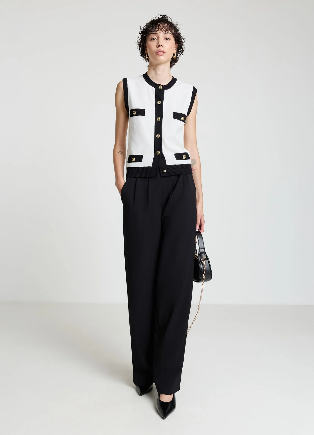 Pantaloni palazzo con doppia piega