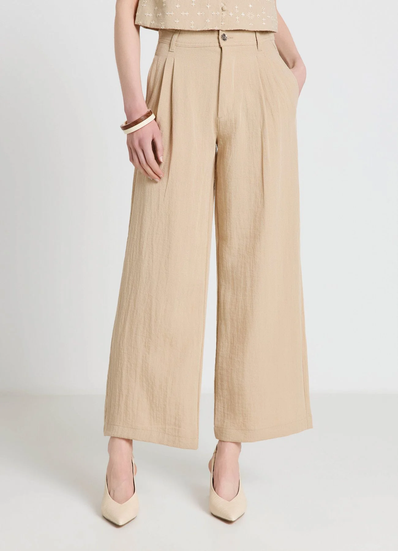 Pantaloni palazzo con doppie pinces