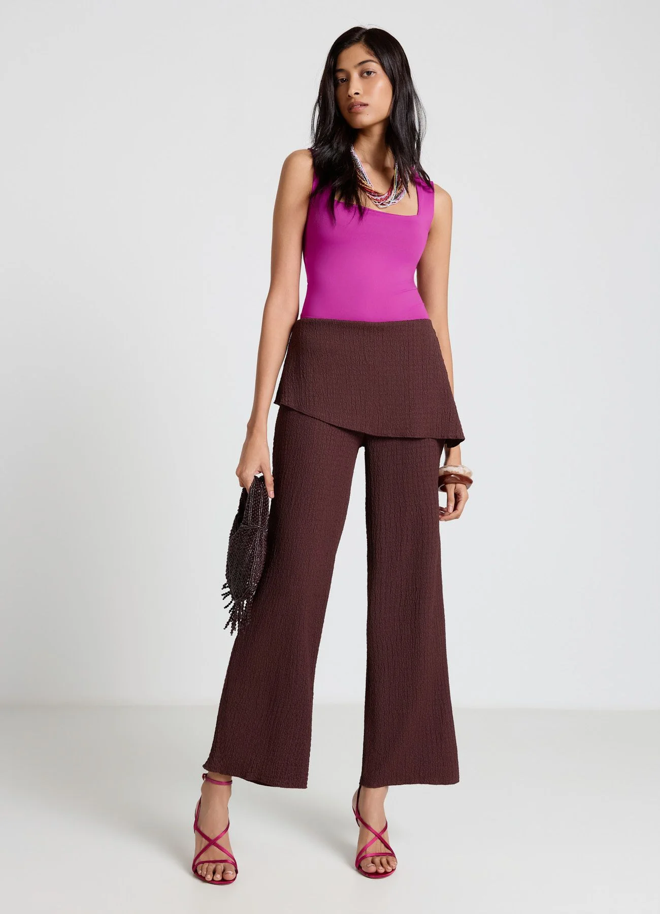 Pantaloni palazzo con fascia pareo