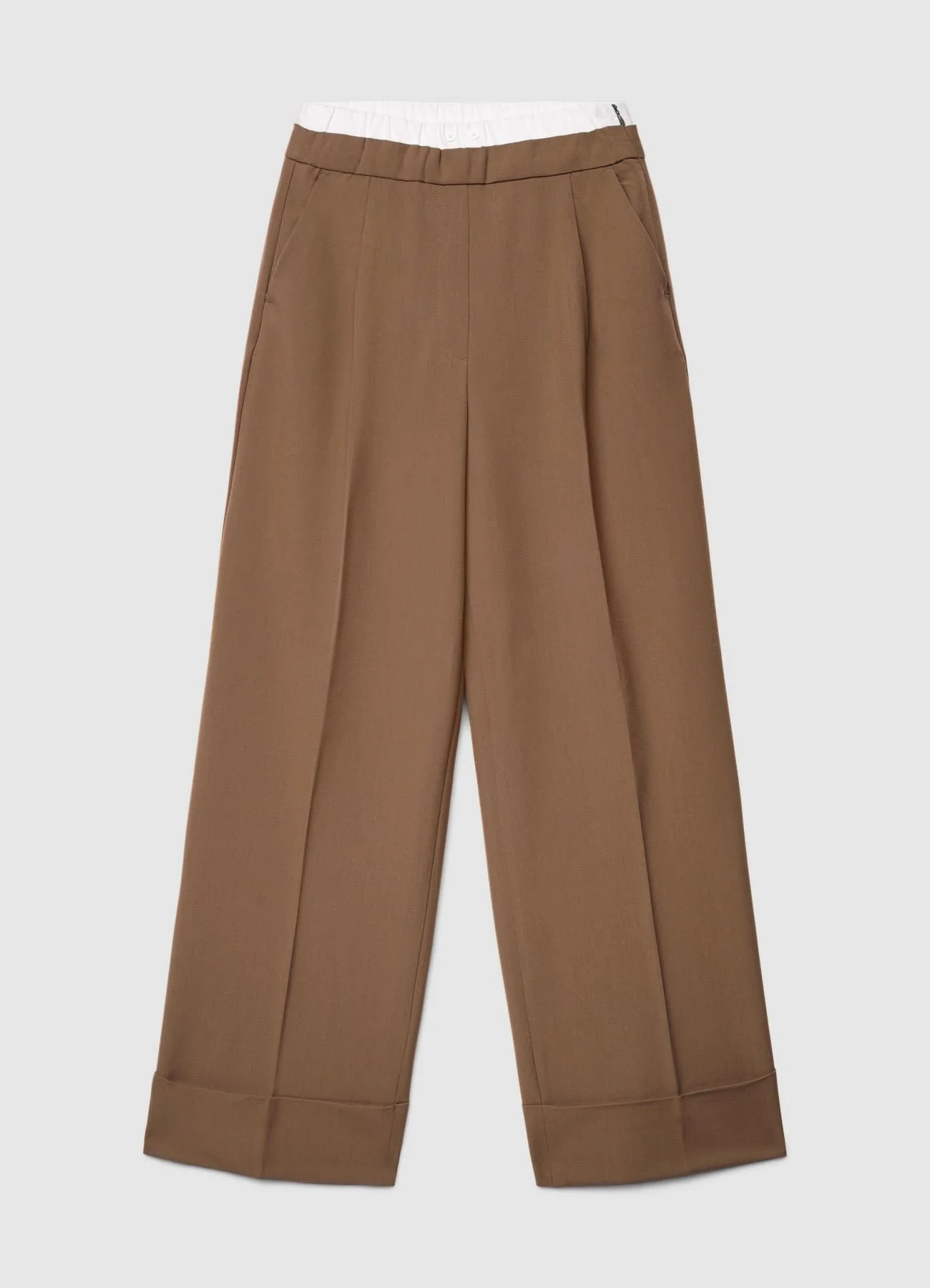 Pantaloni palazzo con risvolto e fascia in vita - Image 6