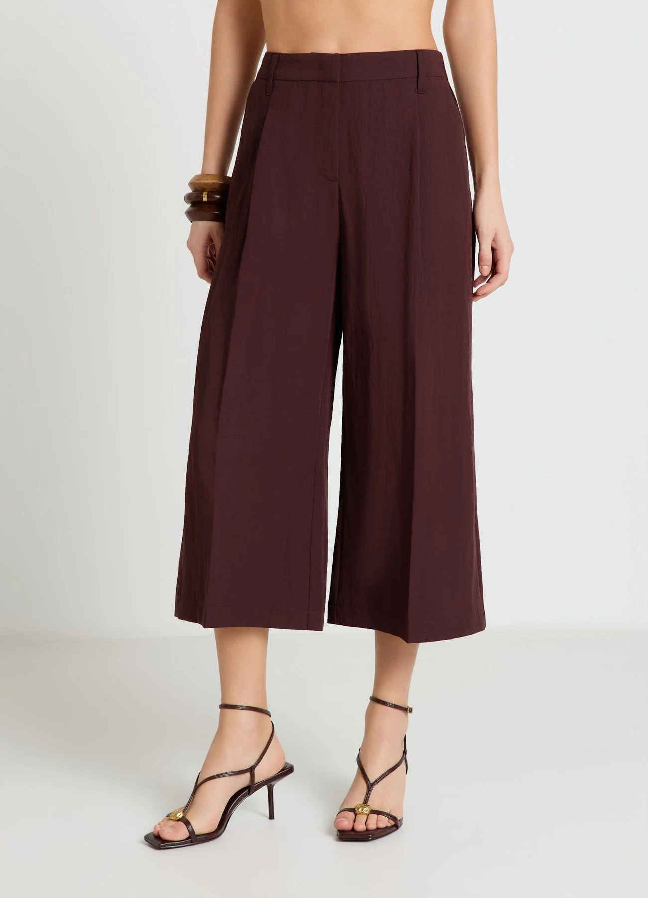 Pantaloni palazzo crop a tinta unita