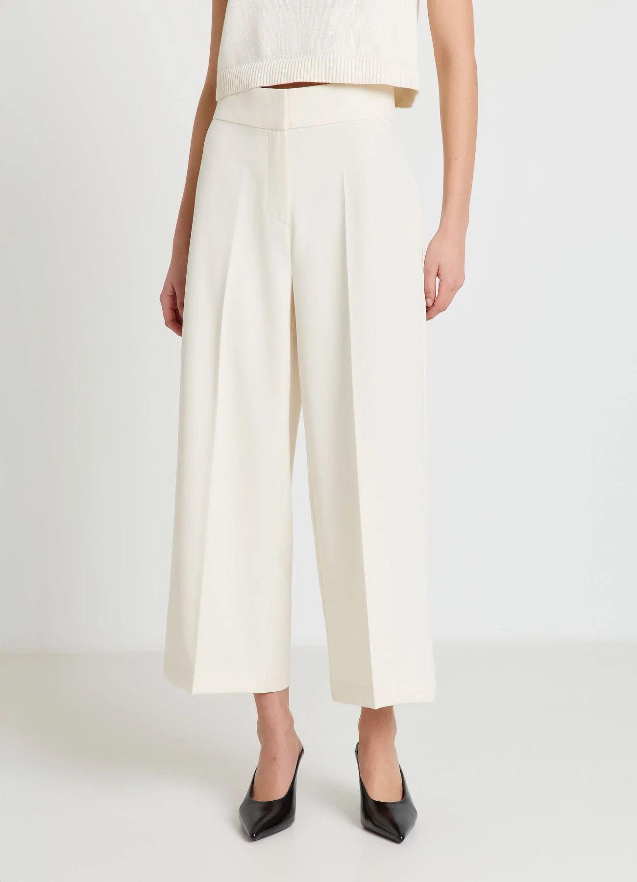Pantaloni palazzo cropped tinta unita - Image 2