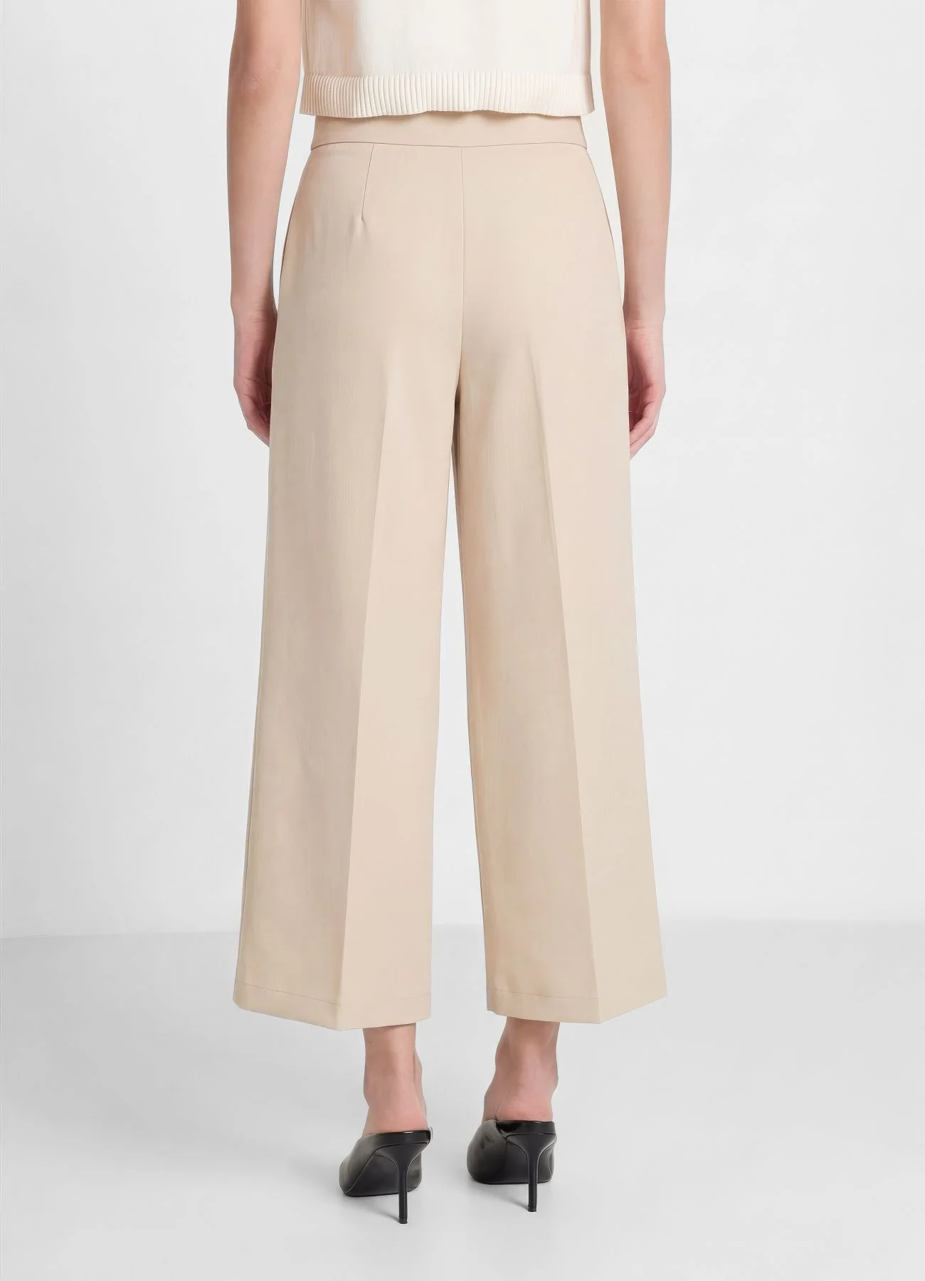 Pantaloni palazzo cropped tinta unita