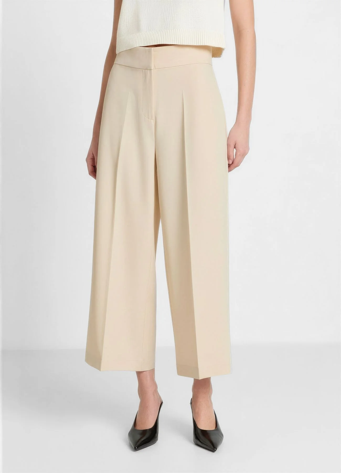 Pantaloni palazzo cropped tinta unita - Image 2