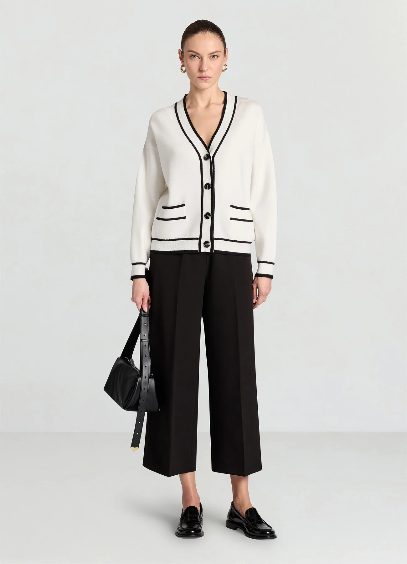 Pantaloni palazzo cropped tinta unita - Image 3