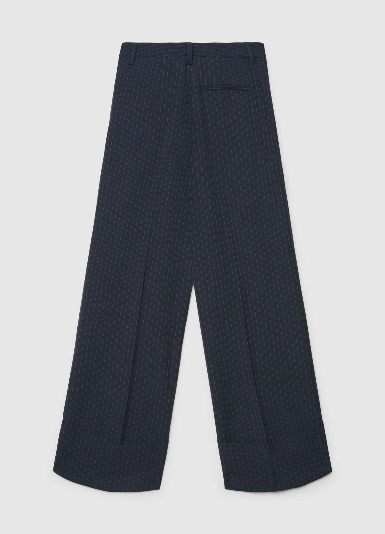 Pantaloni palazzo gessati con risvolto - Image 4