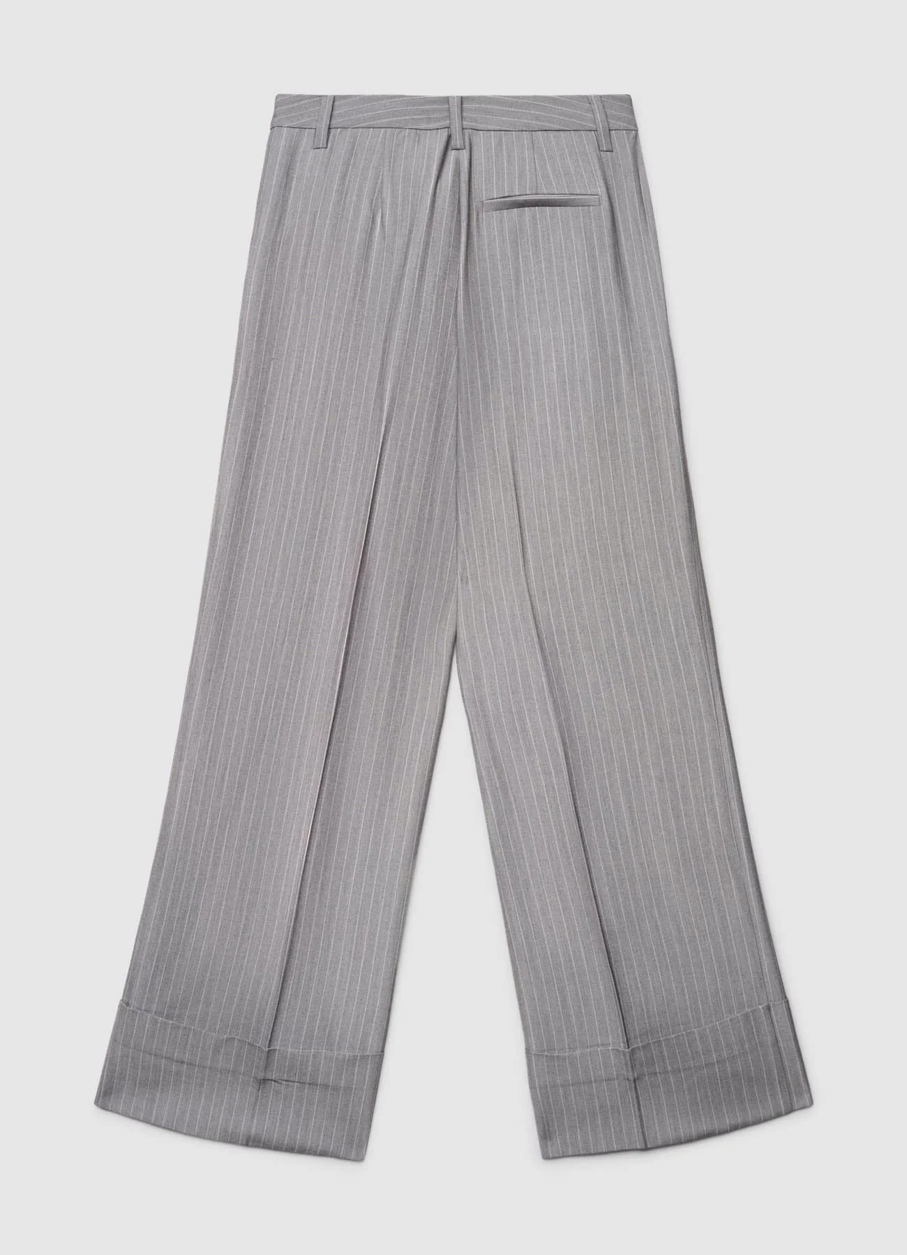 Pantaloni palazzo gessati con risvolto - Image 5