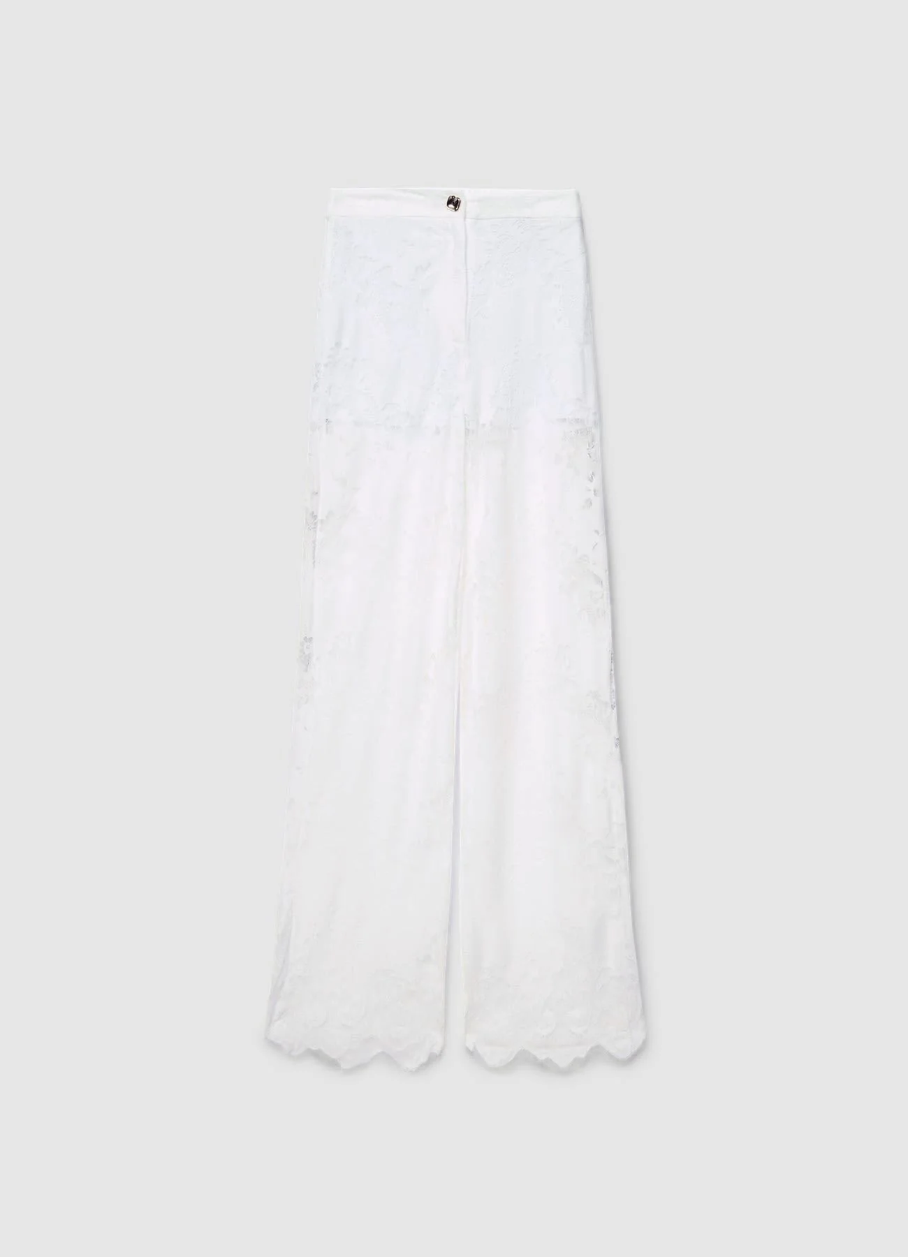 Pantaloni palazzo in pizzo con orlo smerlato - Image 4