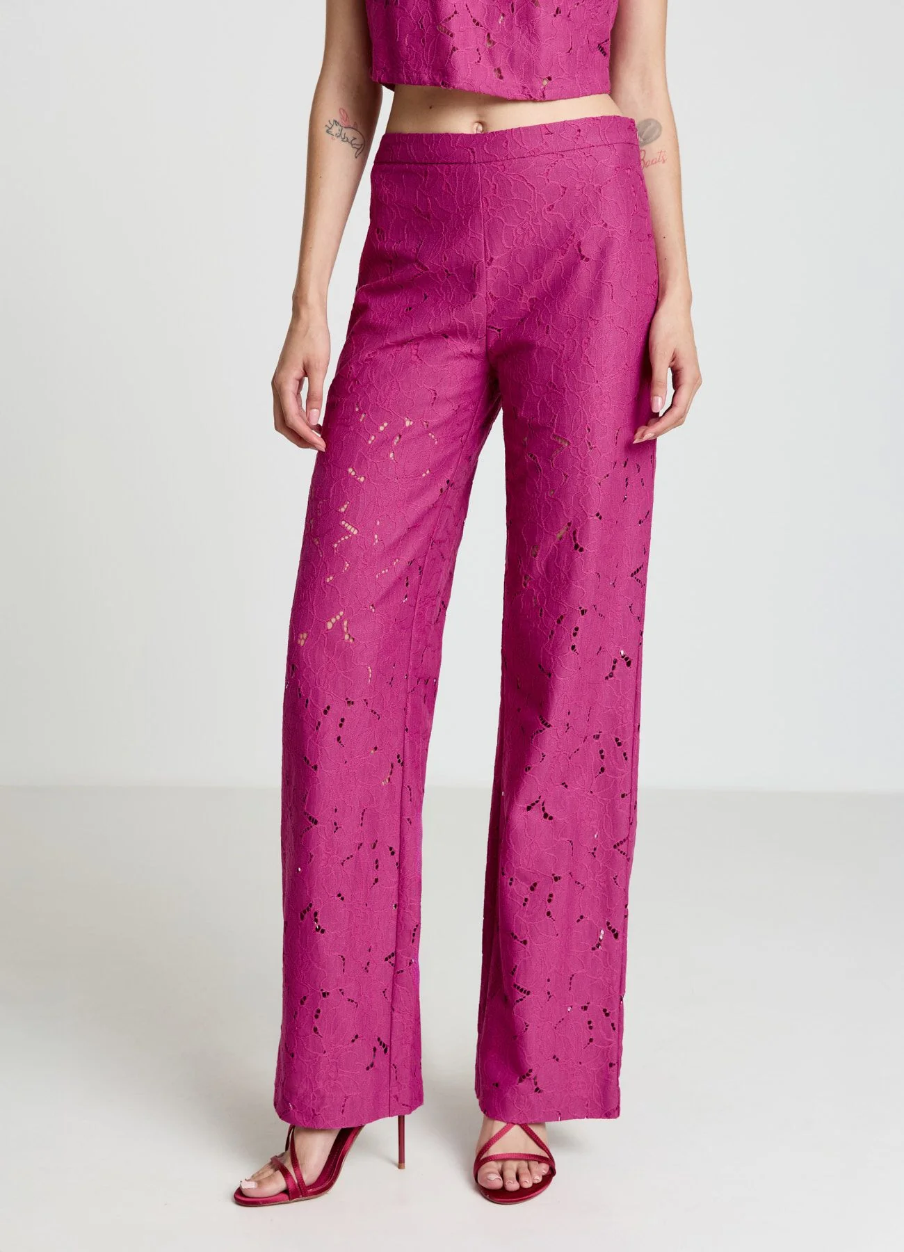 Pantaloni palazzo in pizzo
