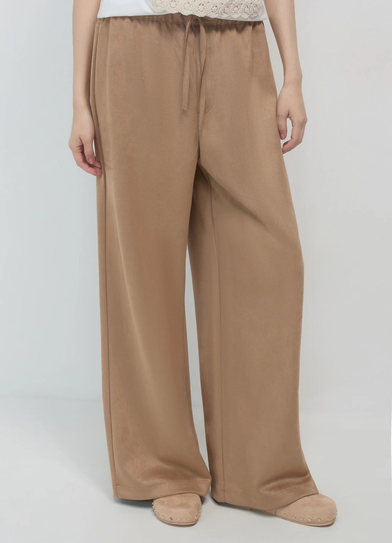 Pantaloni palazzo jogger simil camoscio - Image 3