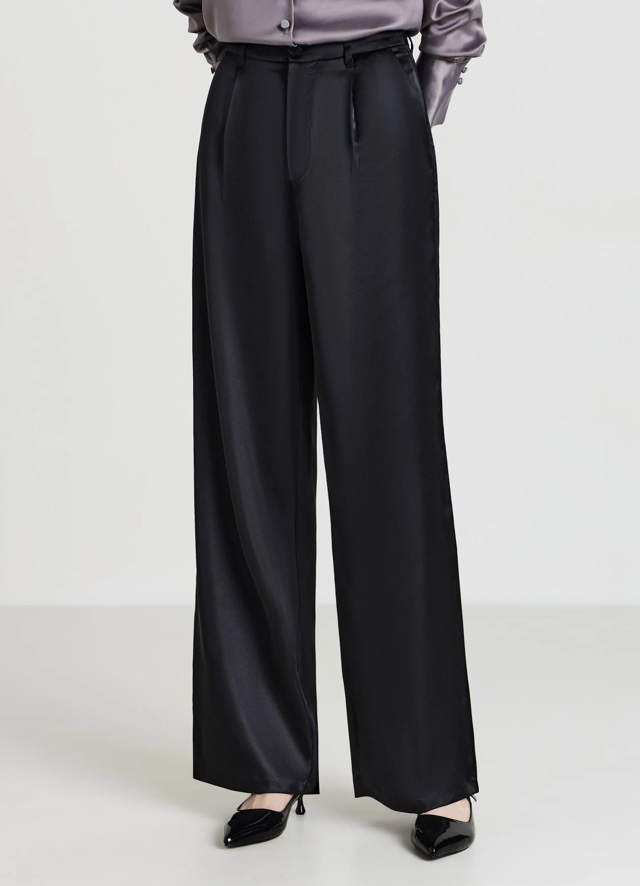 Pantaloni palazzo simil satin