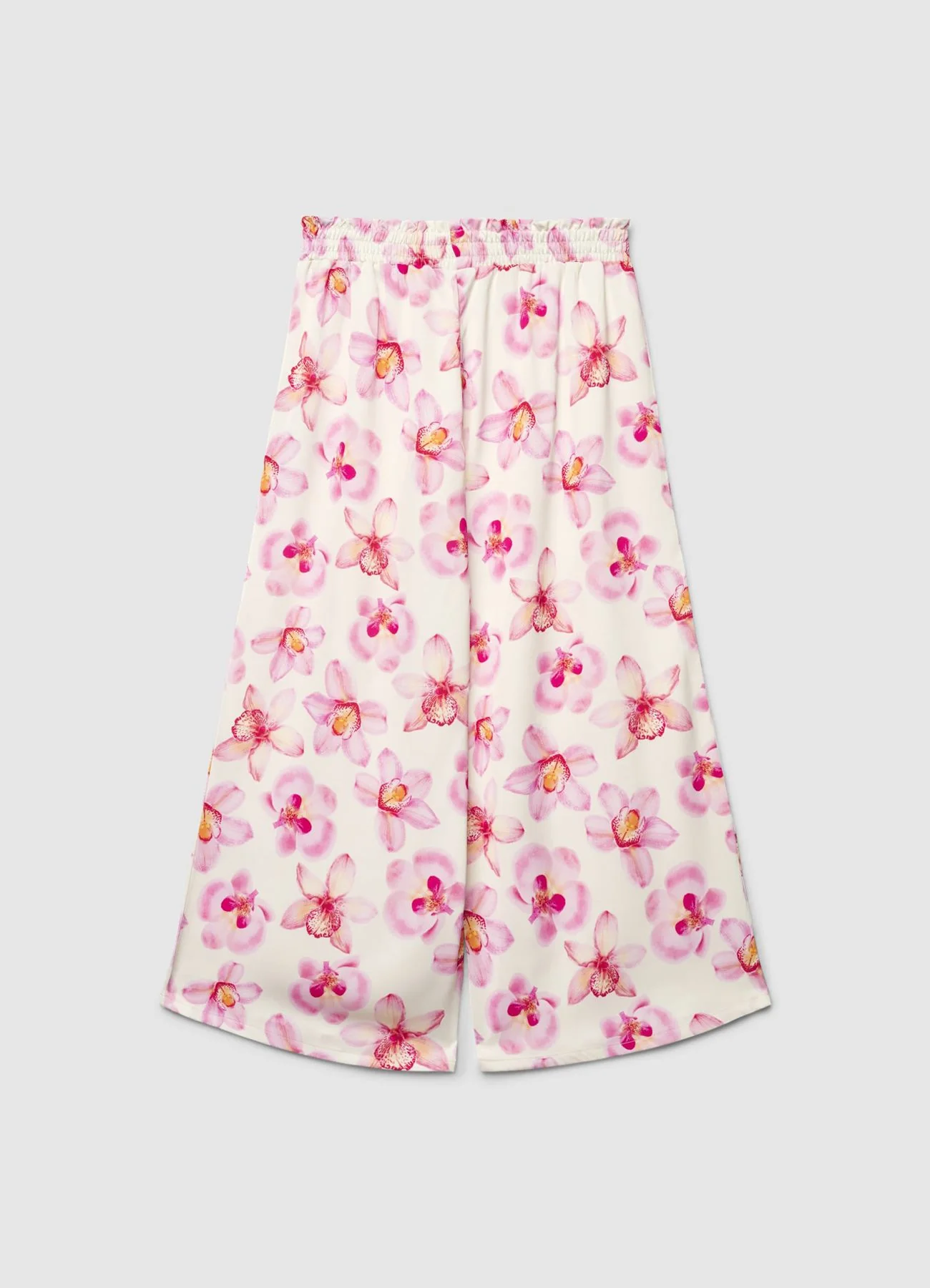 Pantaloni palazzo similsatin con stampa fiori - Image 3