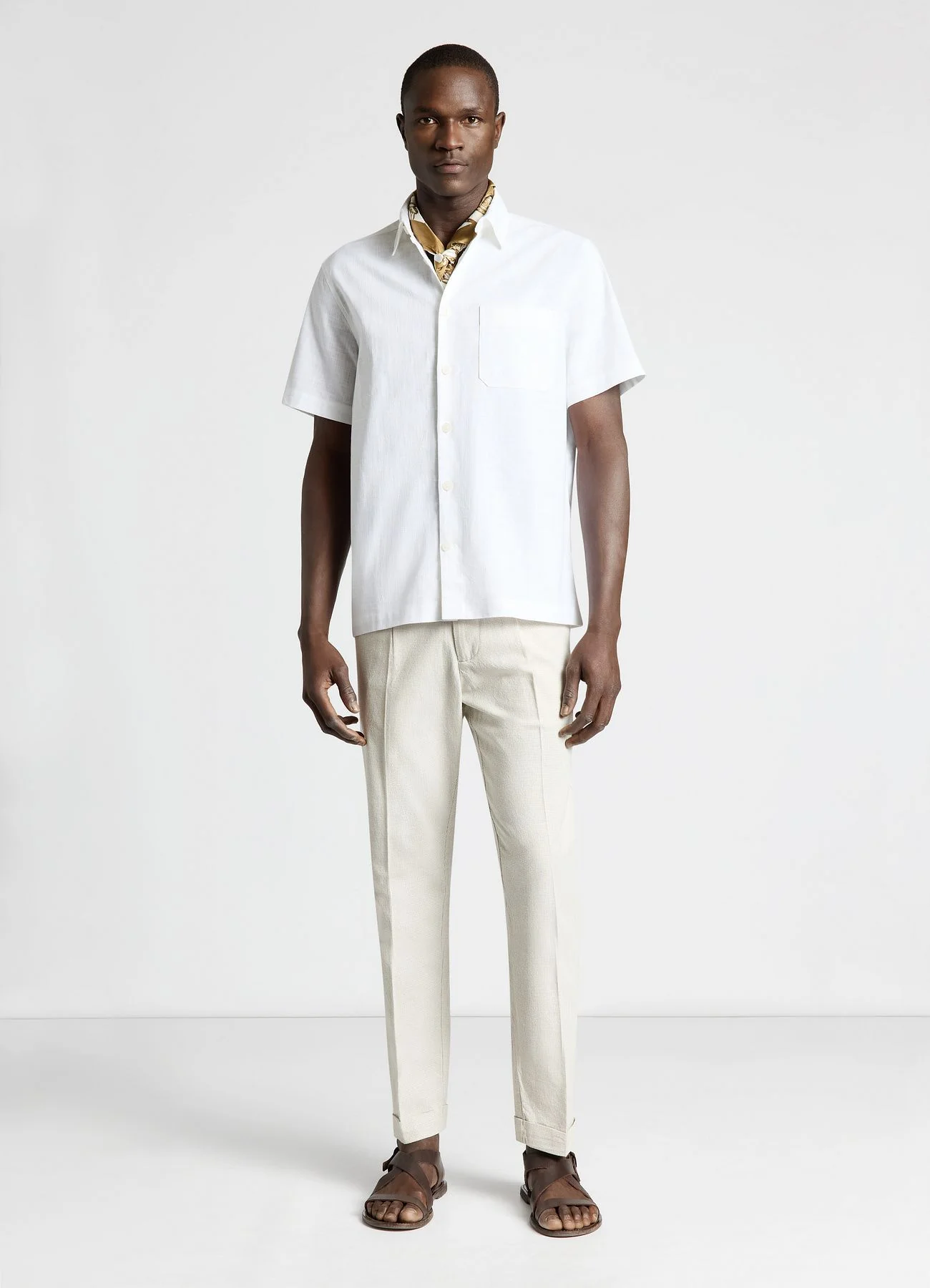 Pantaloni straight a microfantasia