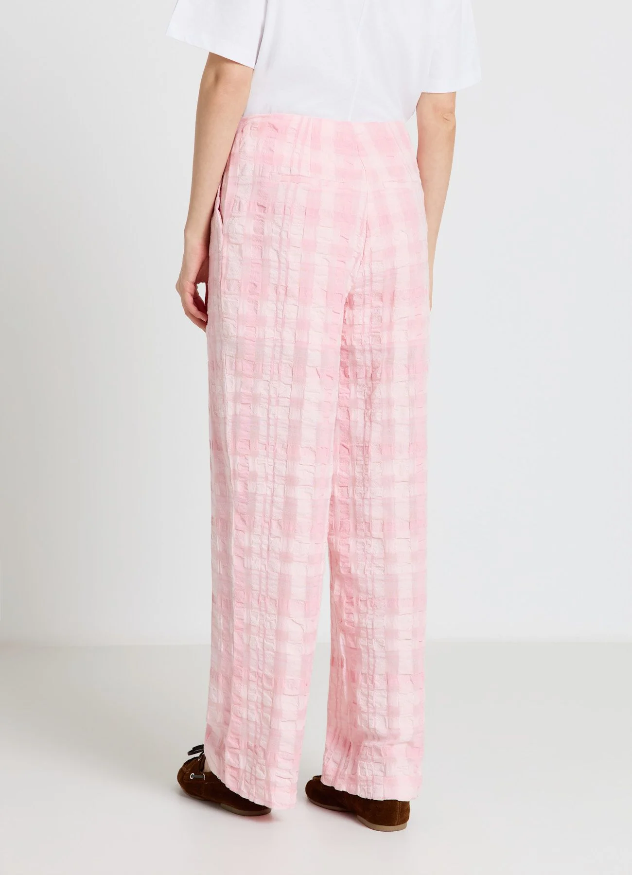 Pantaloni straight a quadri semitrasparenti - Image 3