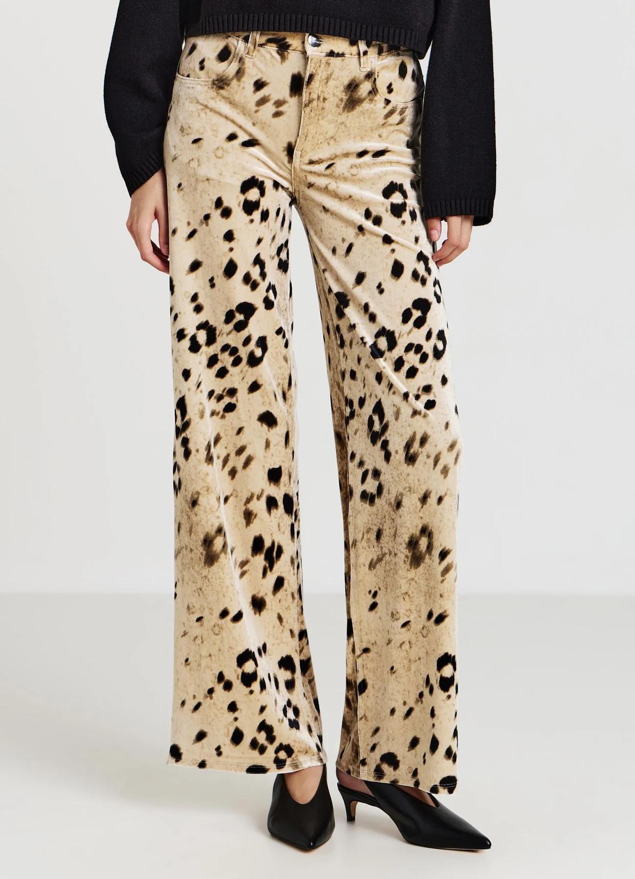 Pantaloni straight ciniglia animalier