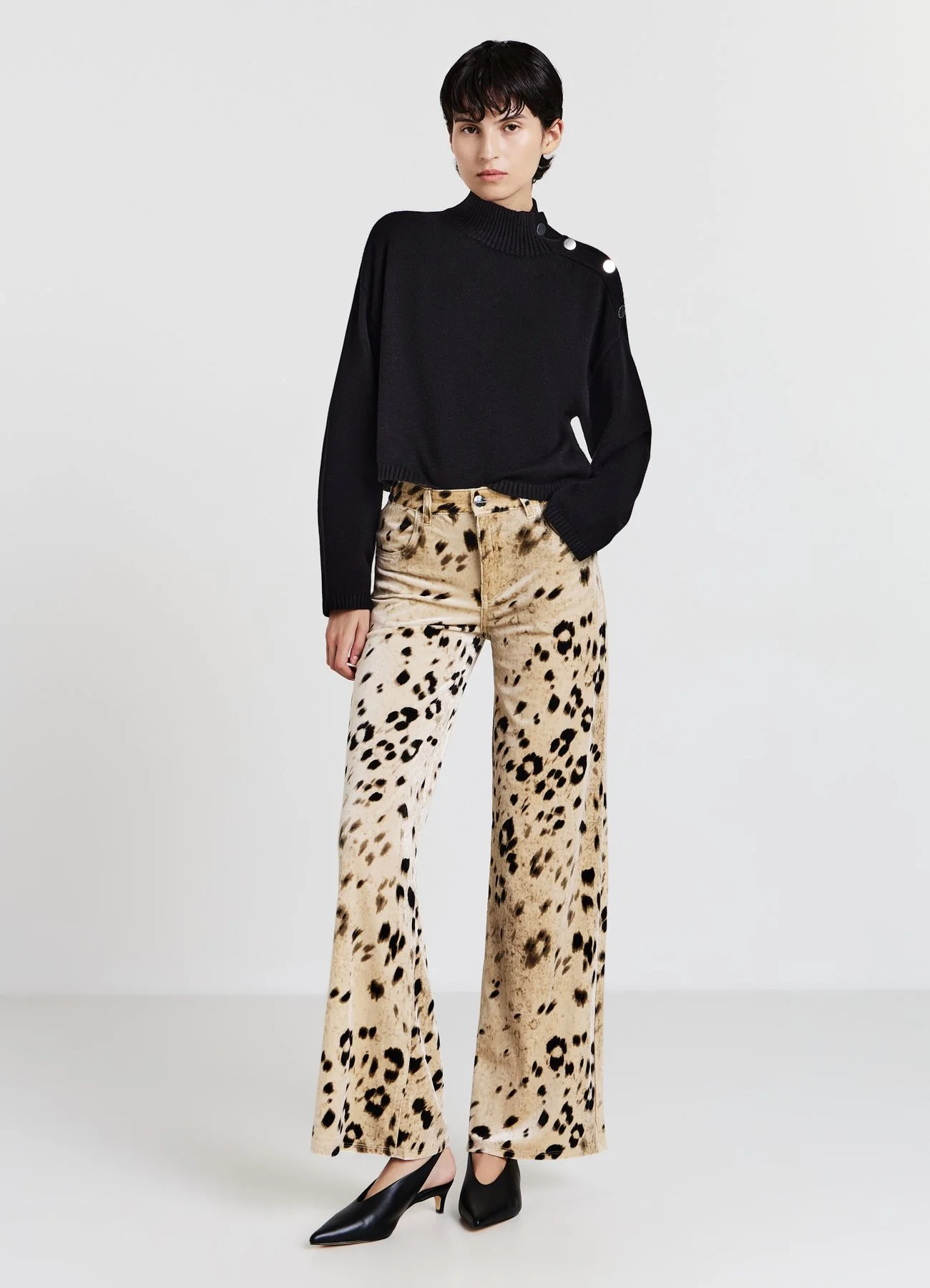 Pantaloni straight ciniglia animalier - Image 3