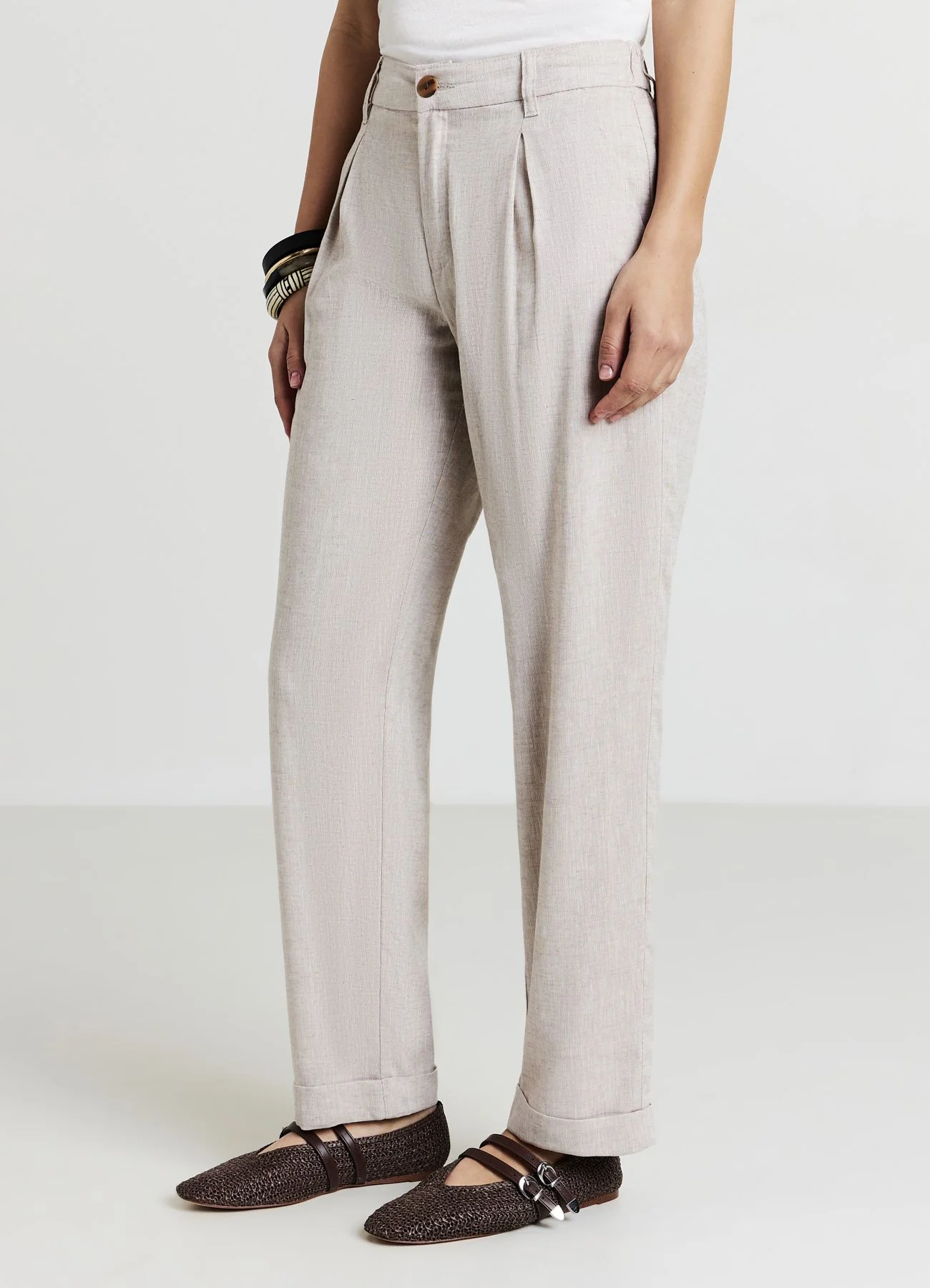 Pantaloni tasche alla francese misto lino - Image 2