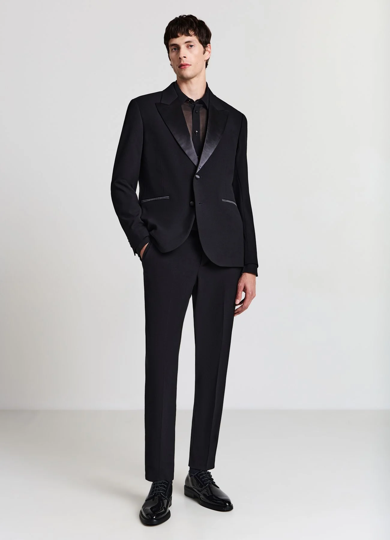 Pantaloni vita in simil satin