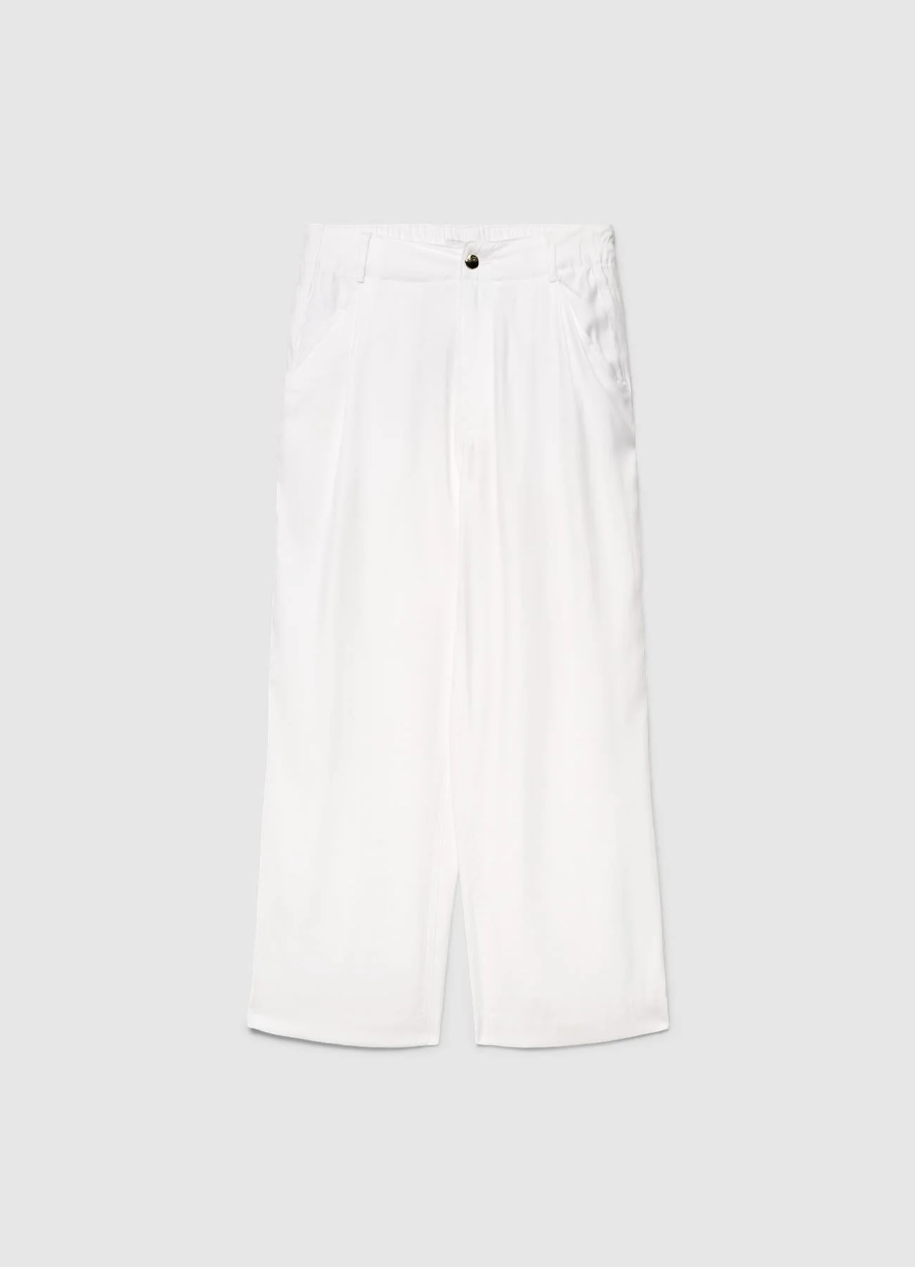 Pantaloni wide leg a tinta unita con elastico in vita - Image 4