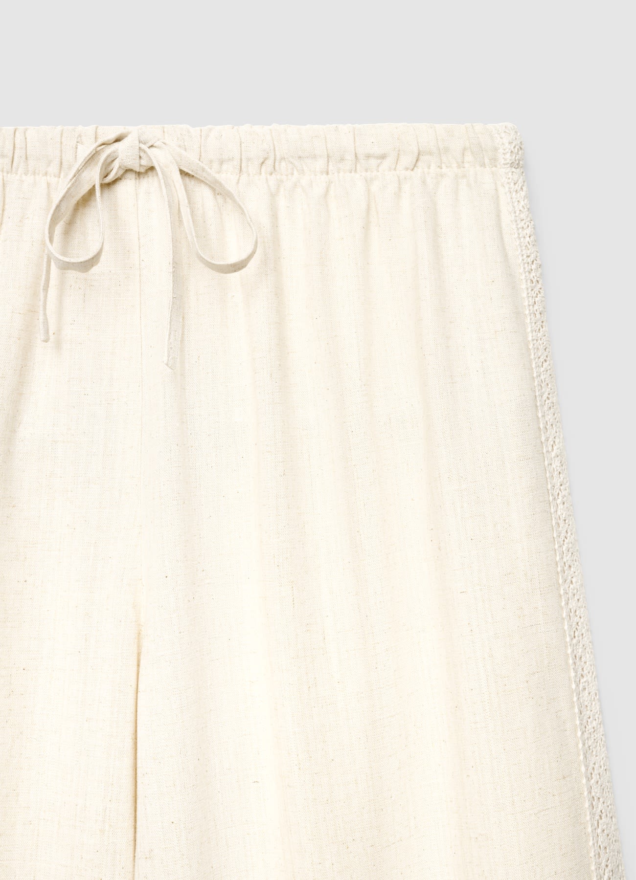 Pantaloni wide leg con coulisse e ricamo macramè - Image 6