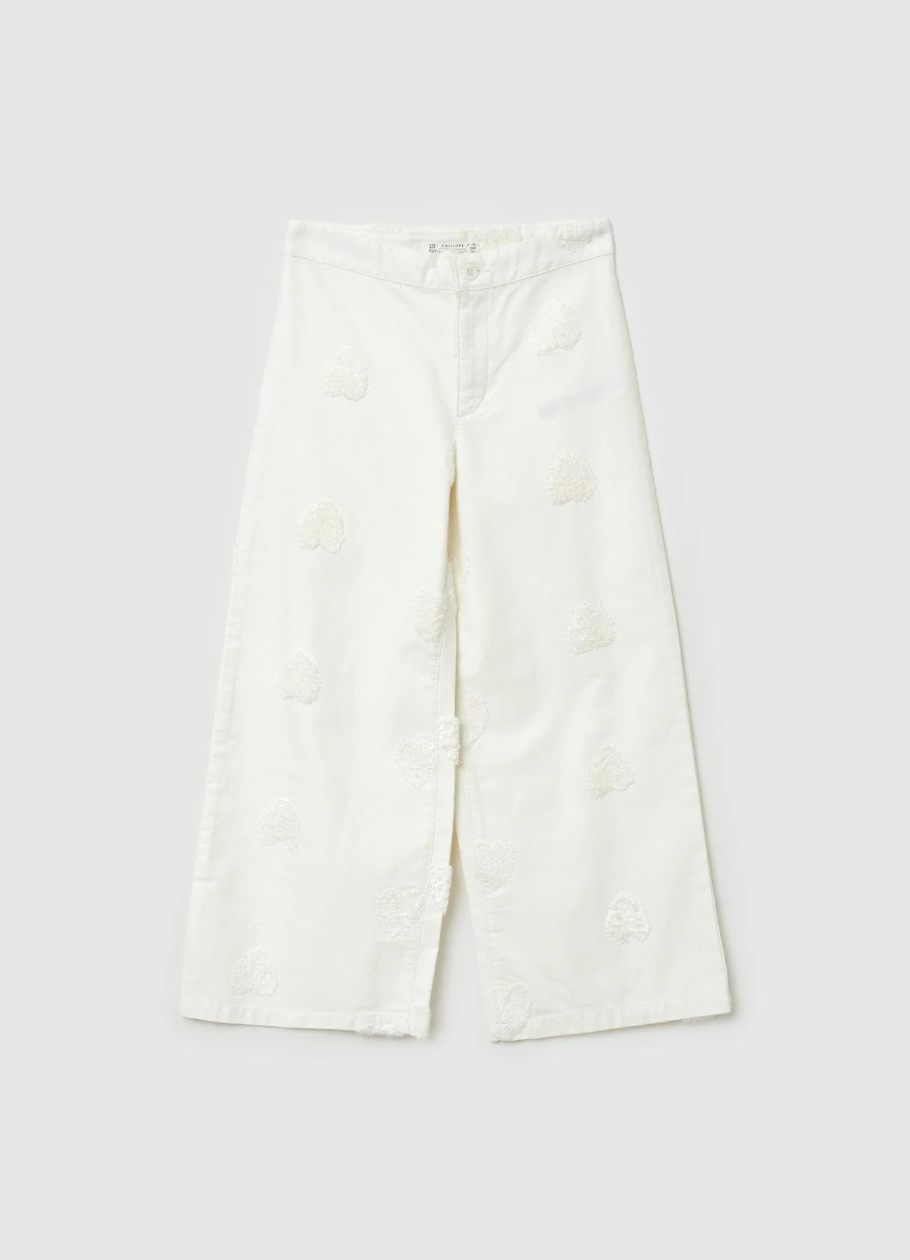 Pantaloni wide leg con cuori in rilievo
