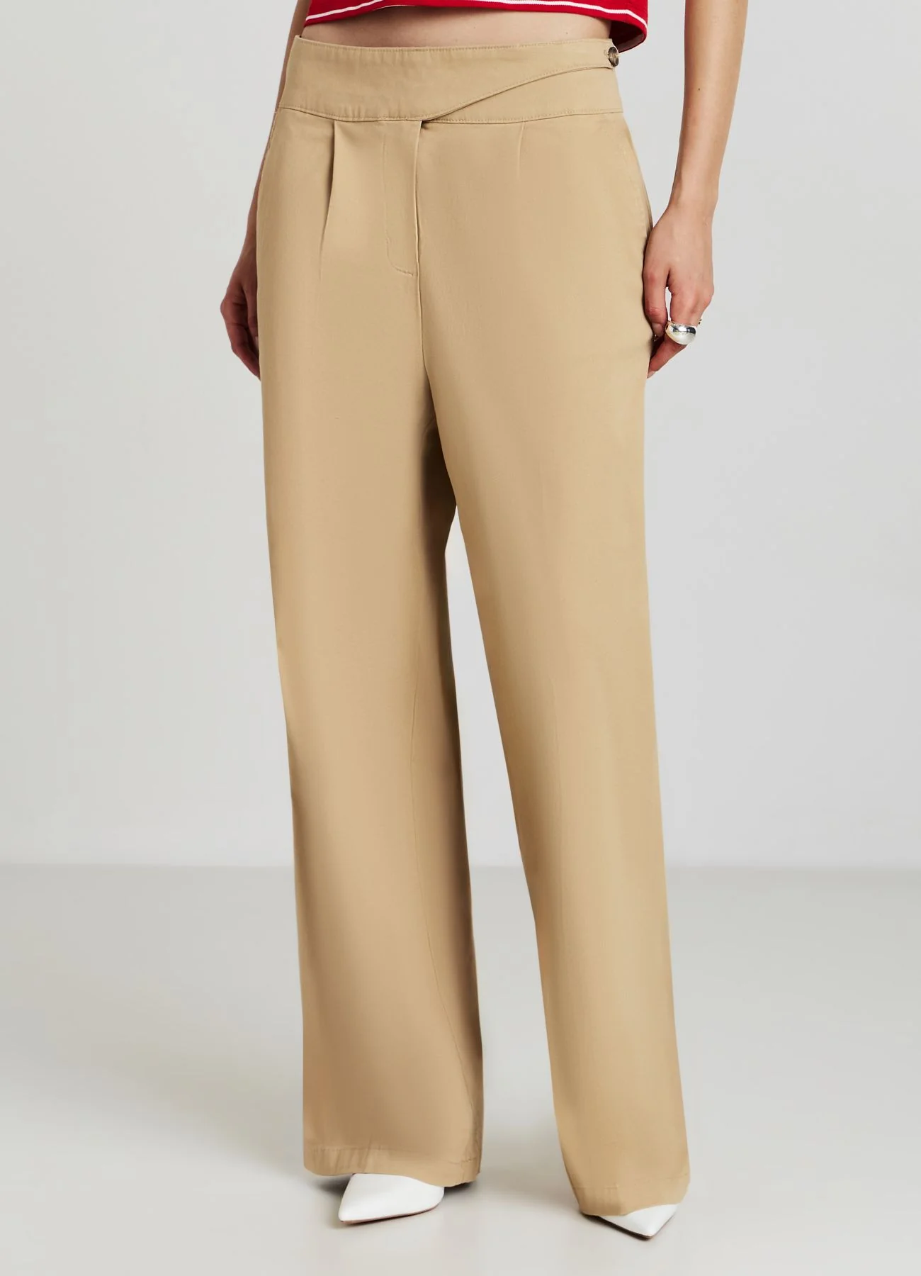 Pantaloni wide leg con fascia in vita - Image 3