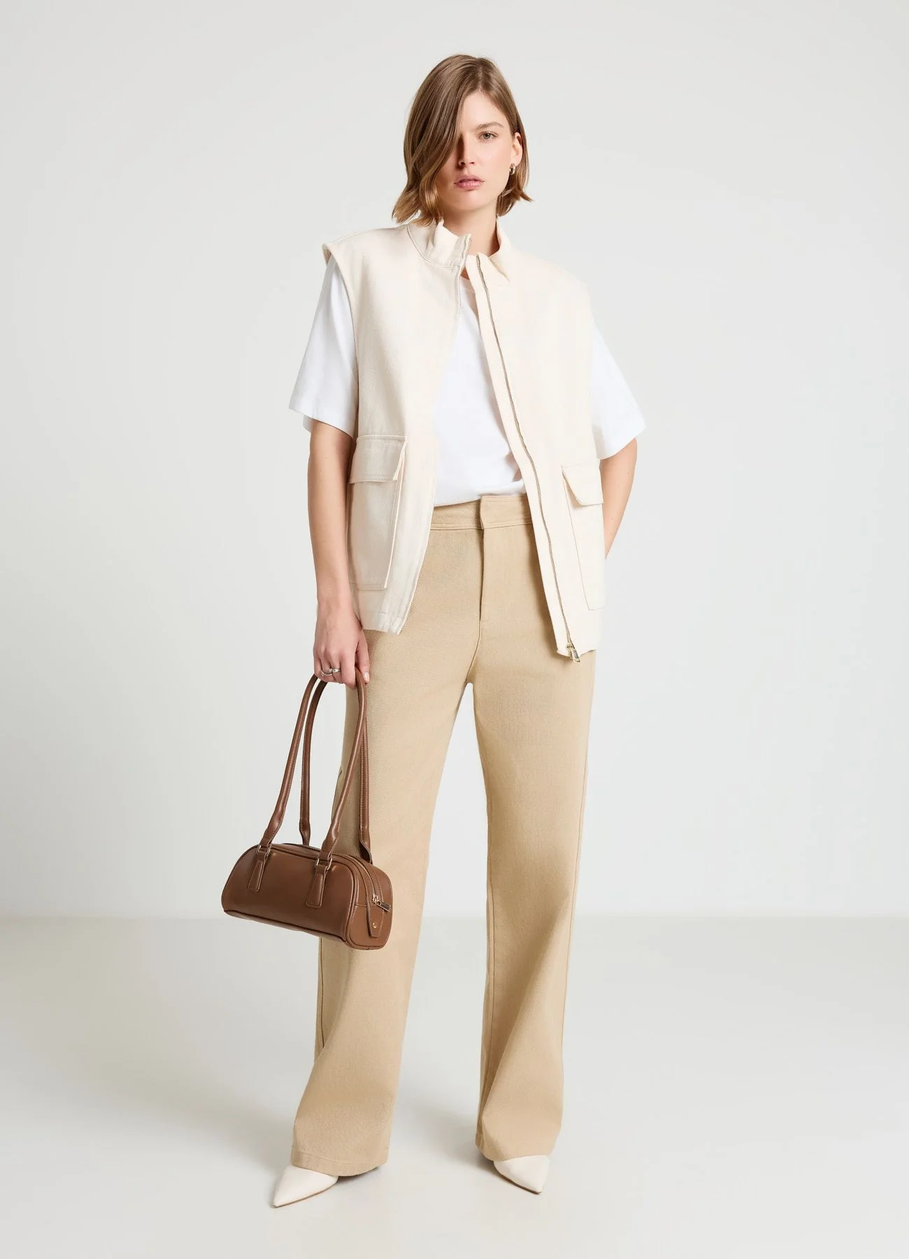 Pantaloni wide leg in cotone