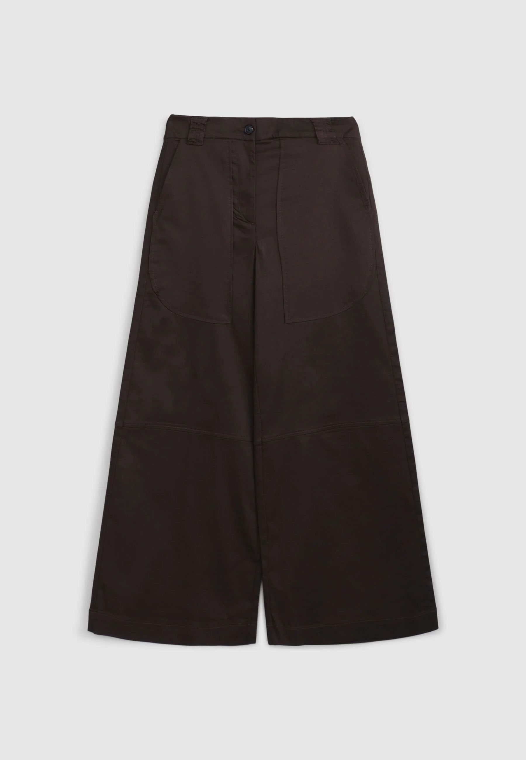 Pantaloni wide leg in rasatello di cotone - Image 5