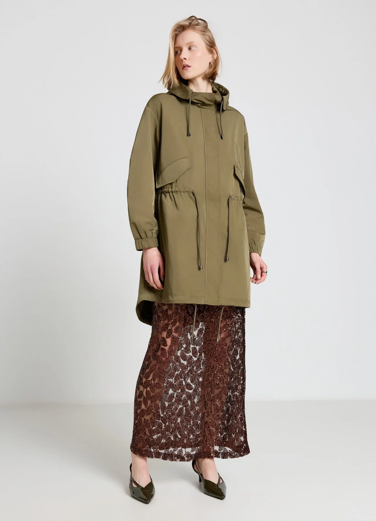 Parka con cappuccio e coulisse