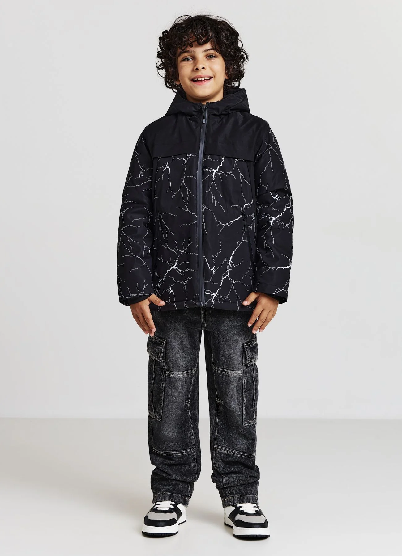 Parka con cappuccio e stampa fulmini - Image 3