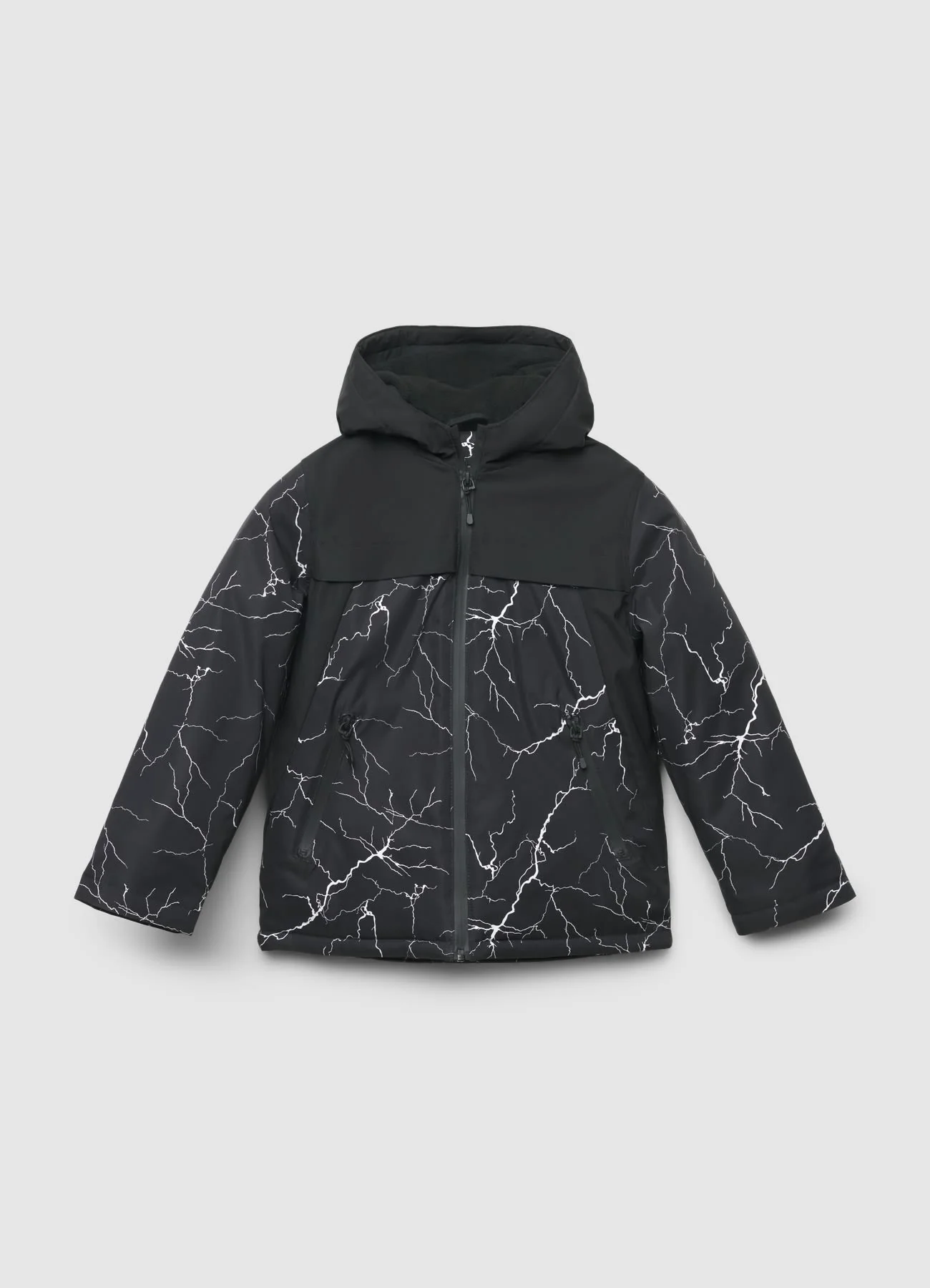 Parka con cappuccio e stampa fulmini - Image 4