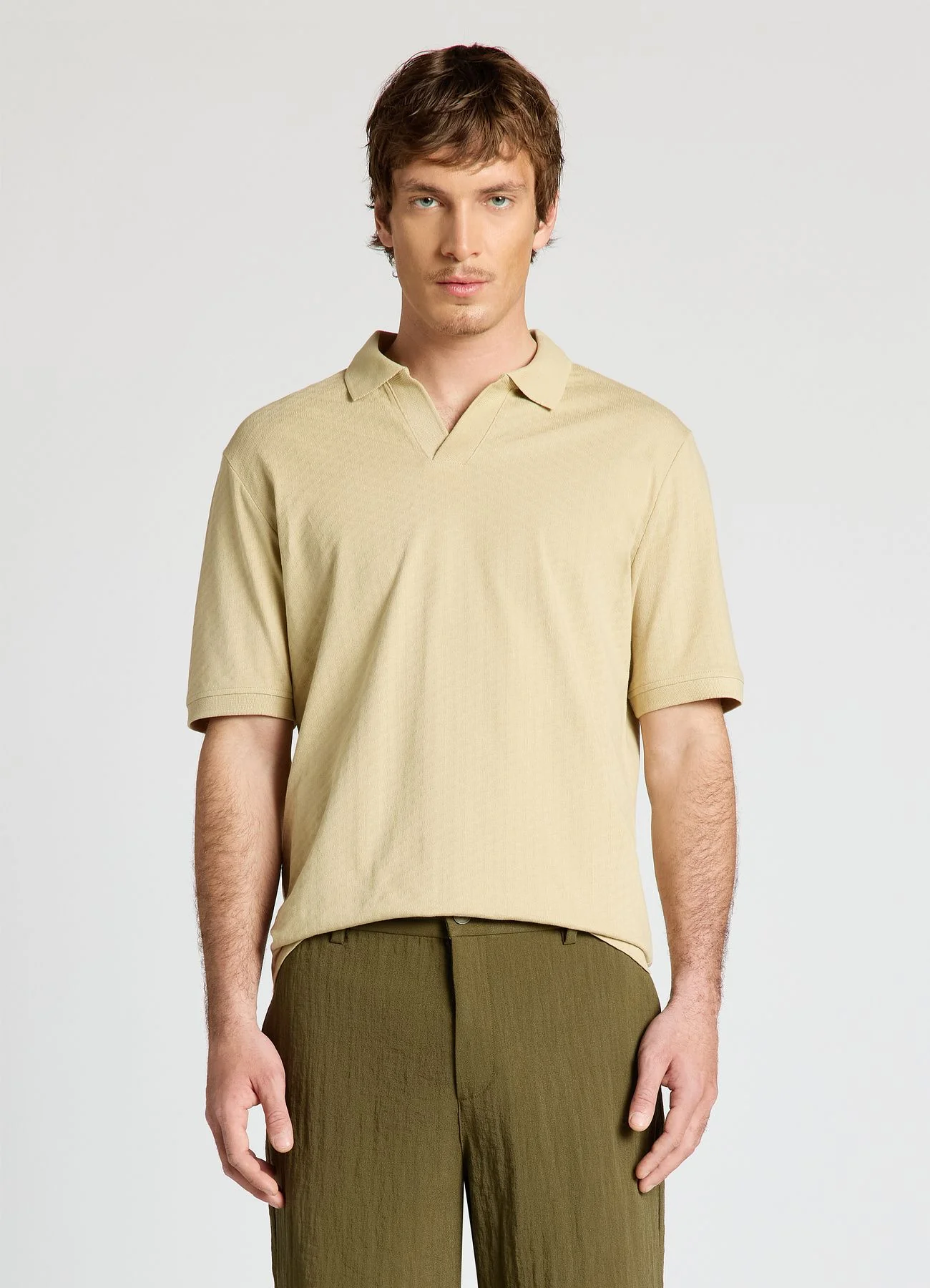 Polo con collo aperto in jacquard - Image 3