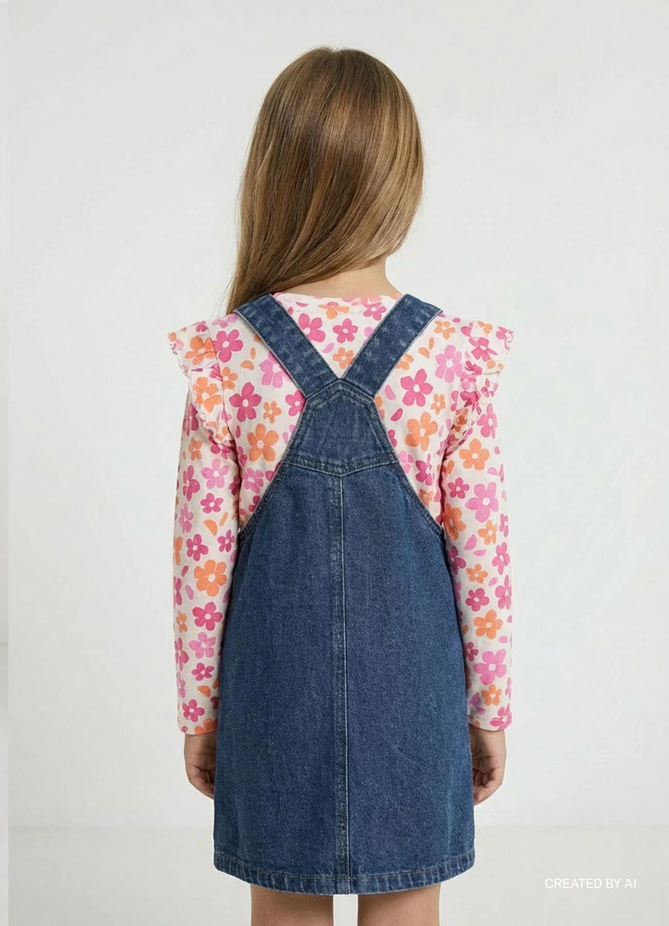 Salopette in denim con ricami floreali - Image 2