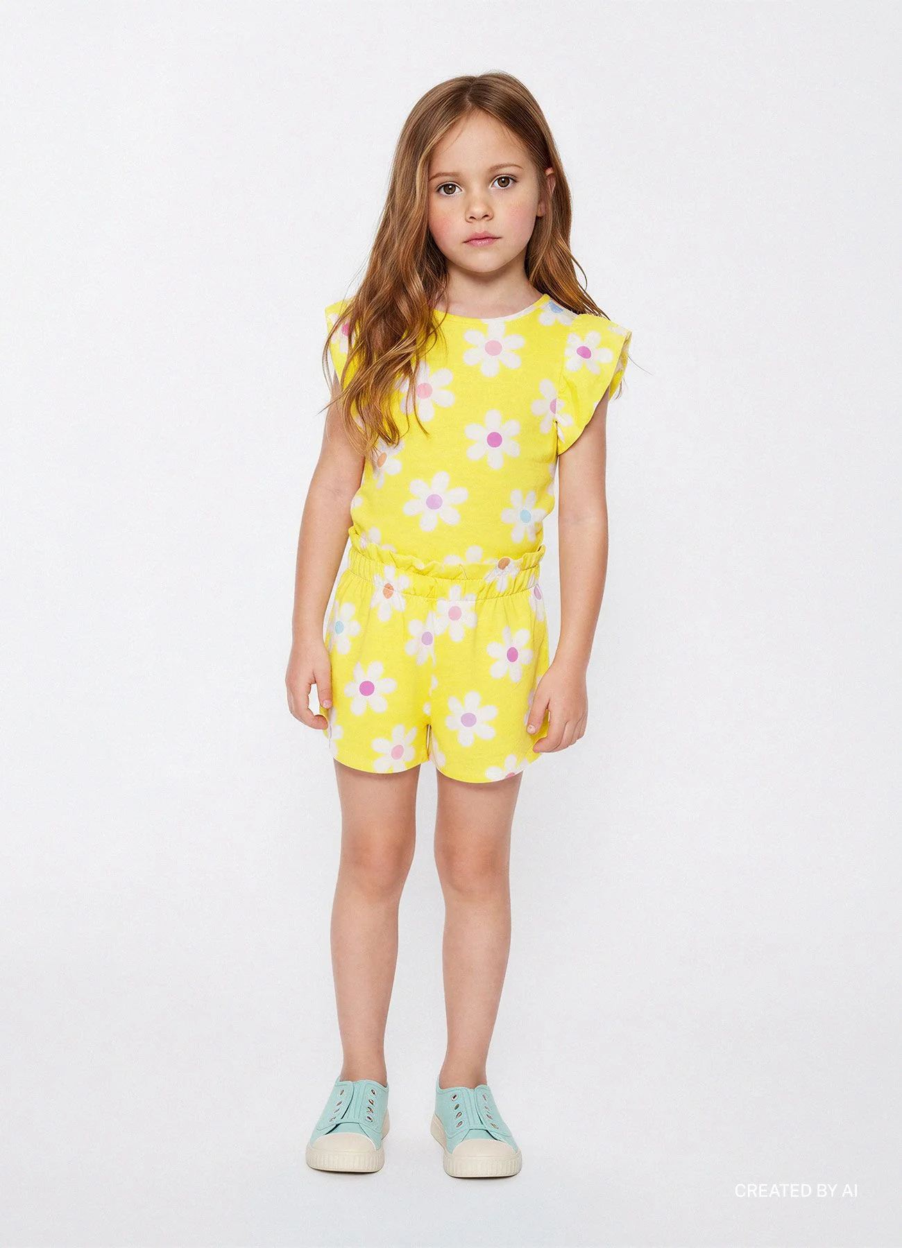 Set t-shirt e shorts con stampa margherite - Image 4