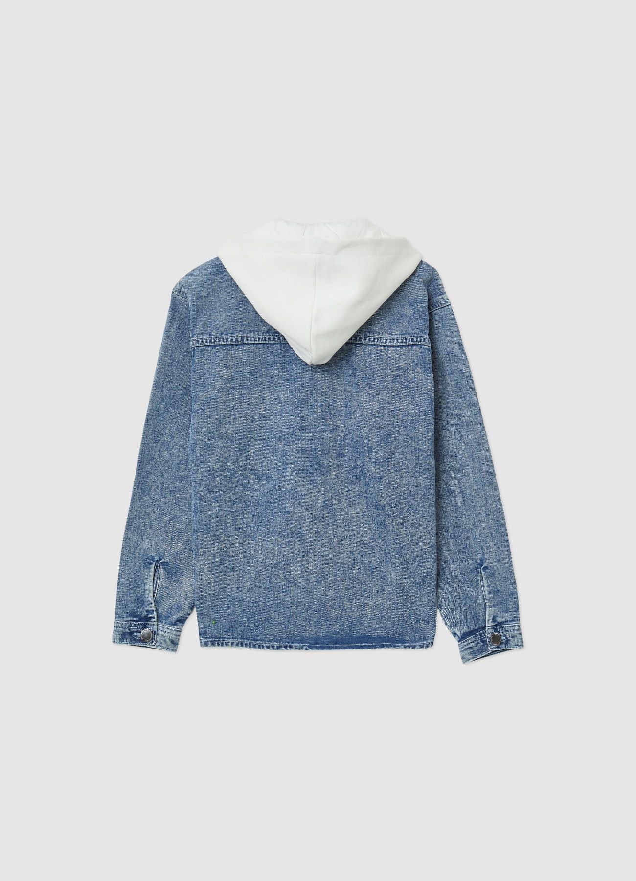 Shacket denim con cappuccio felpa - Image 2