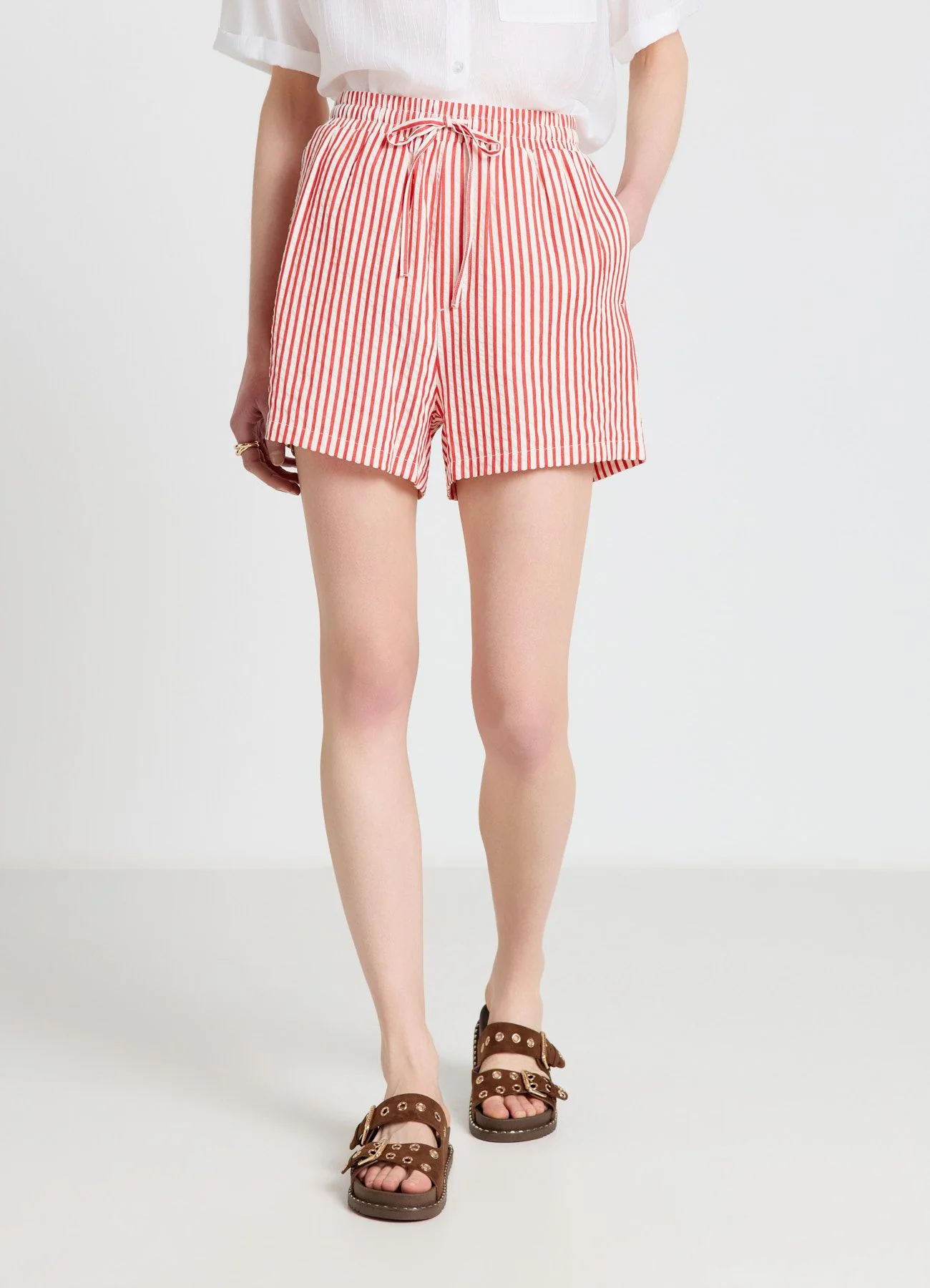 Shorts a righe con coulisse in vita - Image 2
