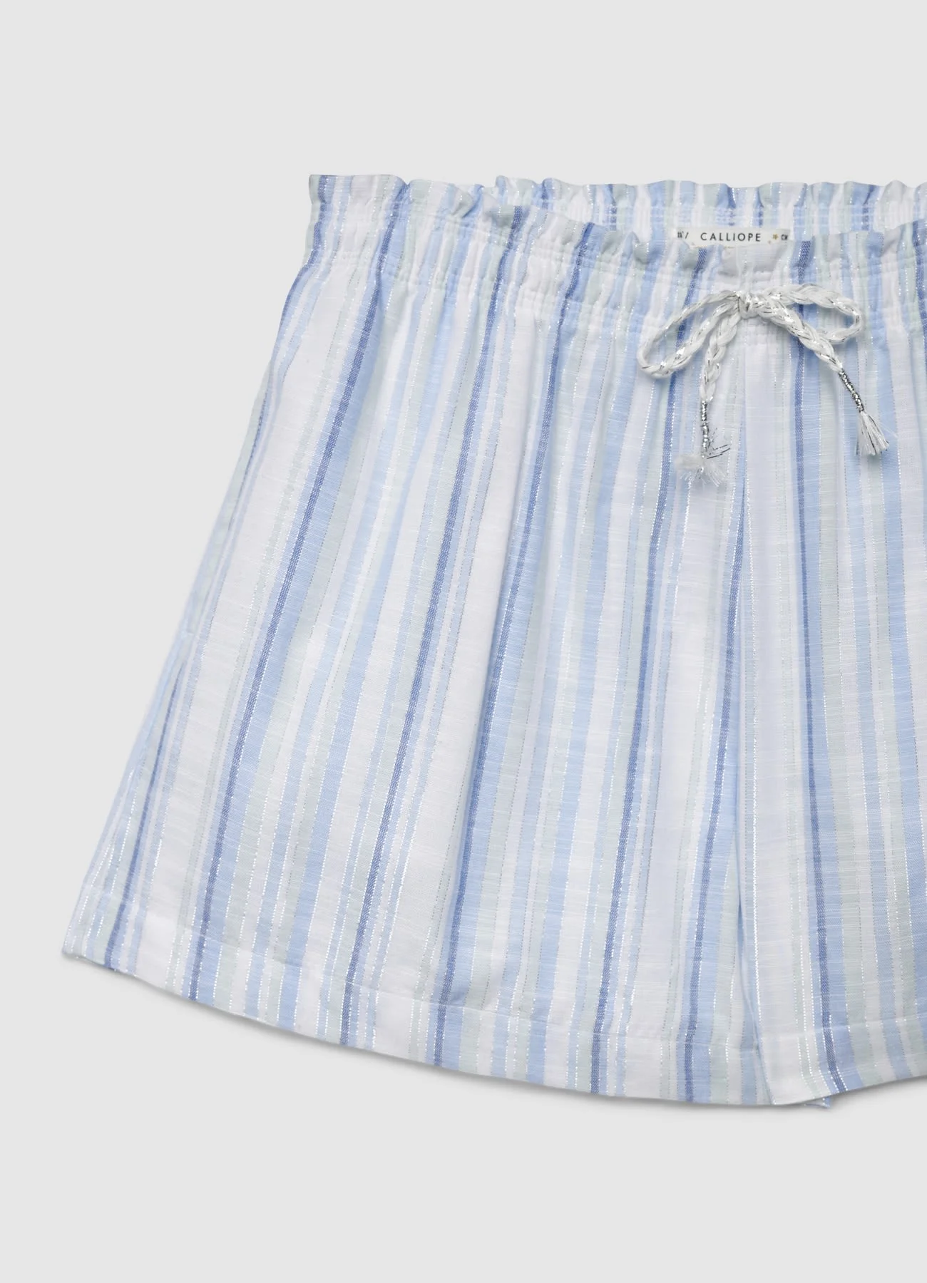 Shorts a righe con vita elasticizzata e coulisse - Image 2