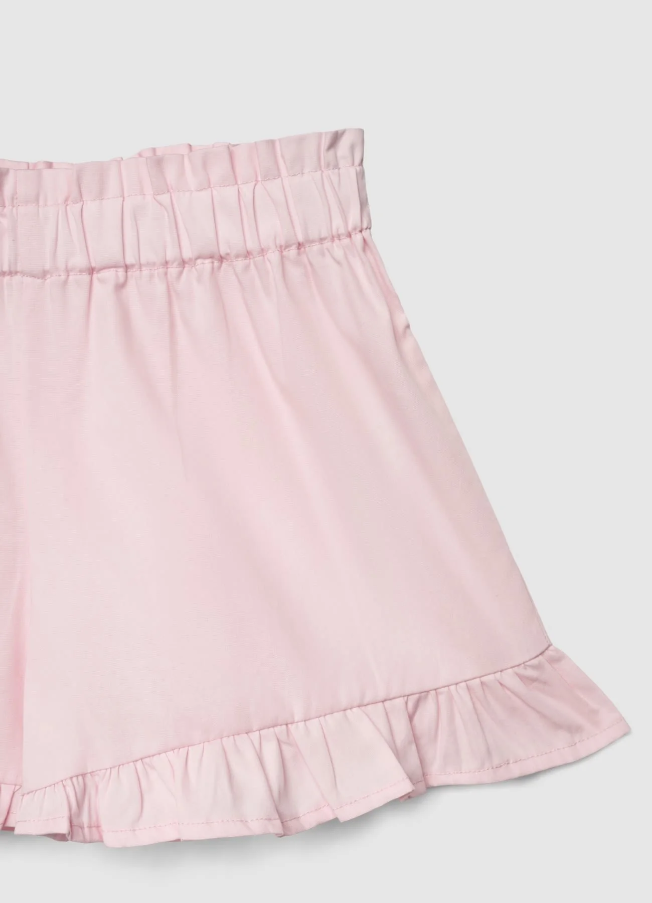 Shorts con vita arricciata e rouche - Image 2