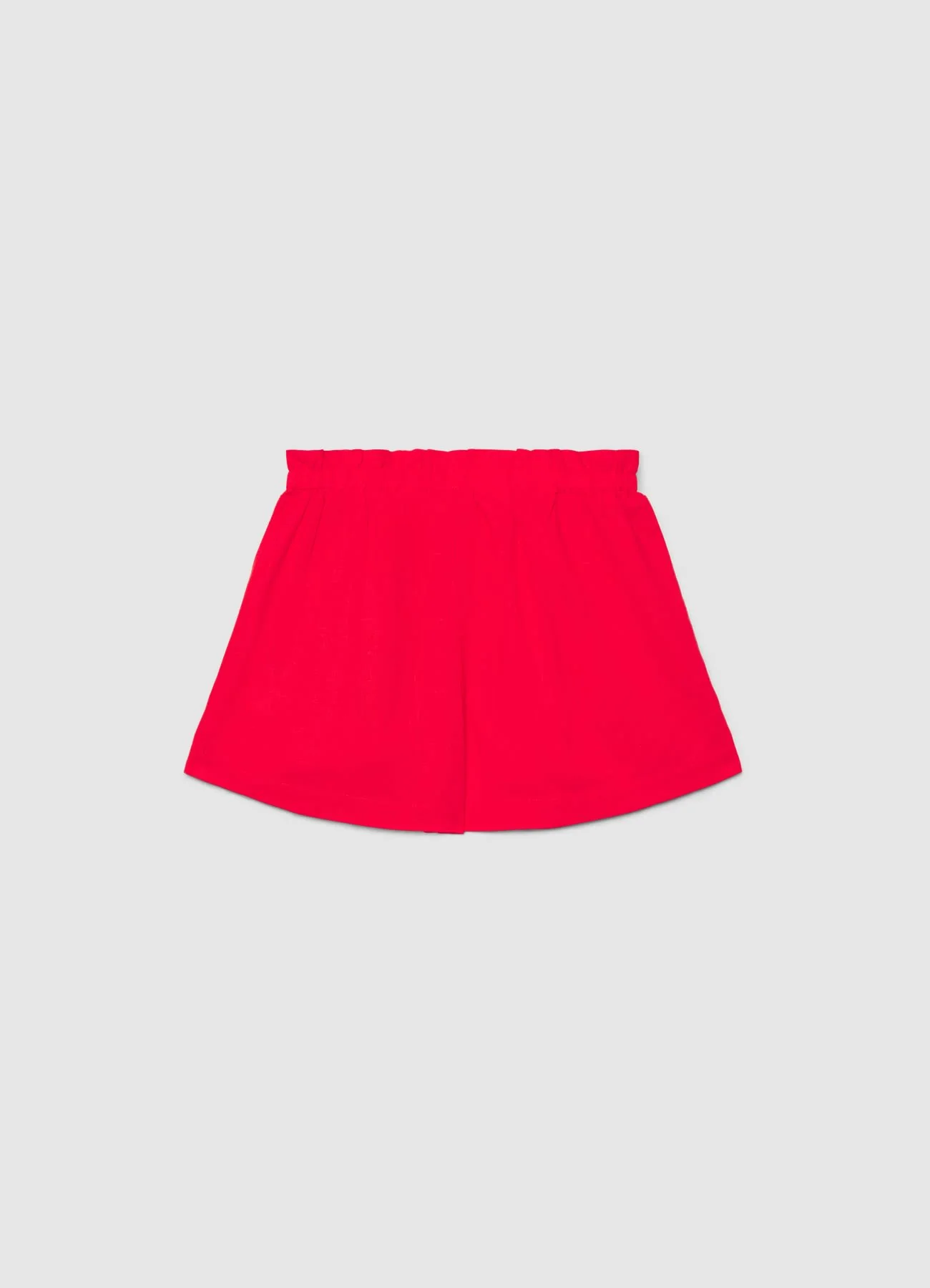 Shorts con vita paper bag a tinta unita - Image 3