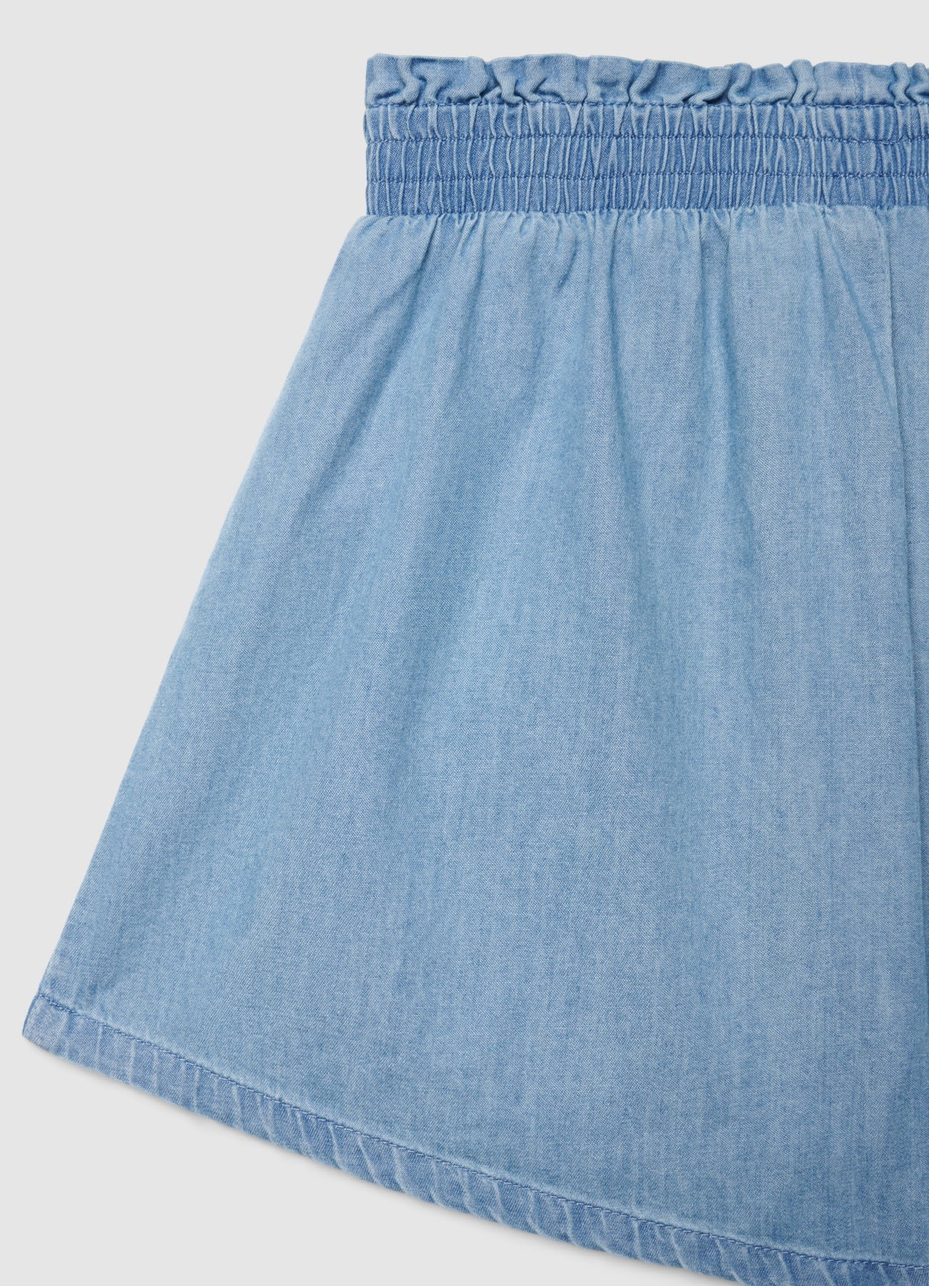 Shorts denim con vita elasticizzata a tinta unita - Image 3